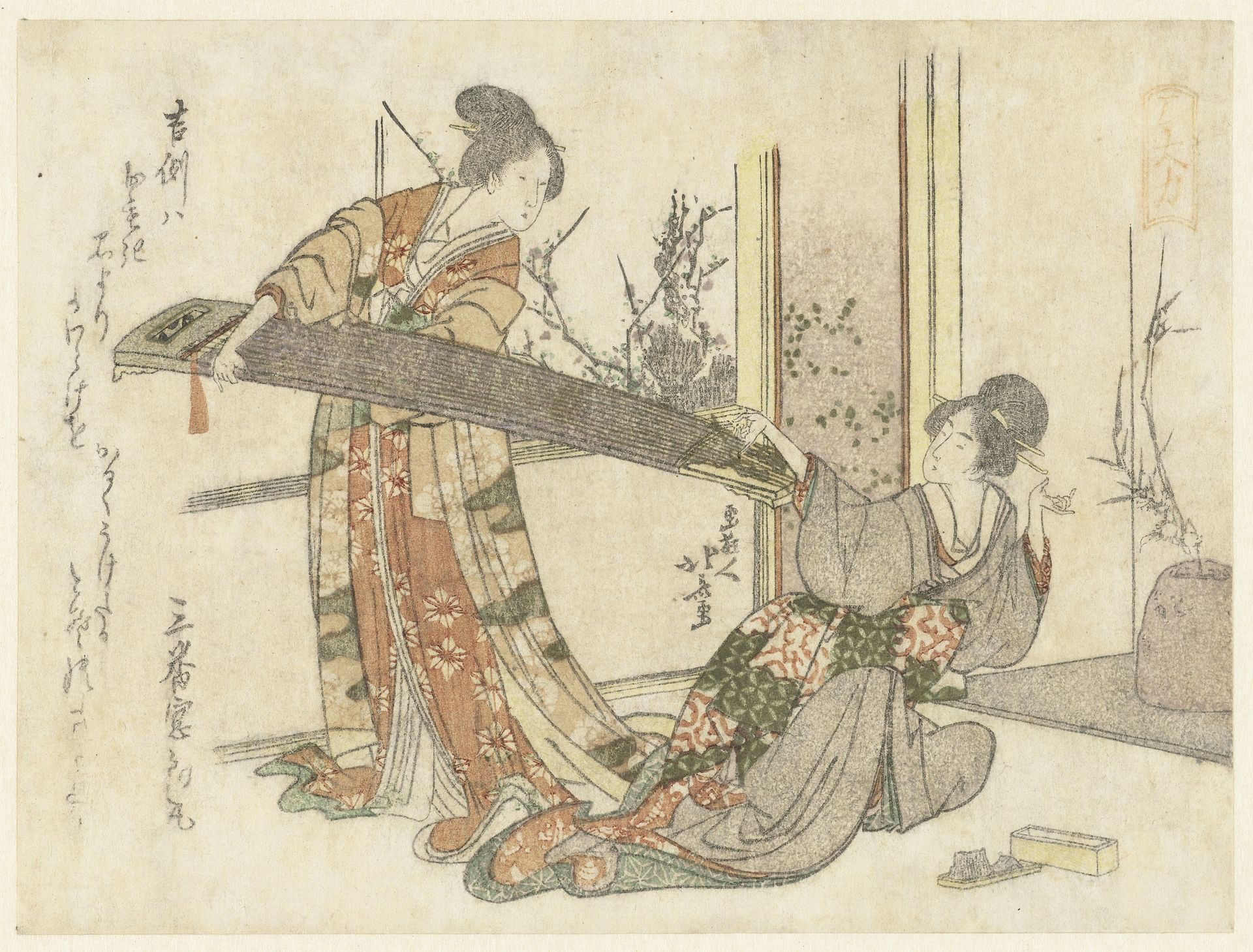 Two Women With a Koto by Katsushika Hokusai