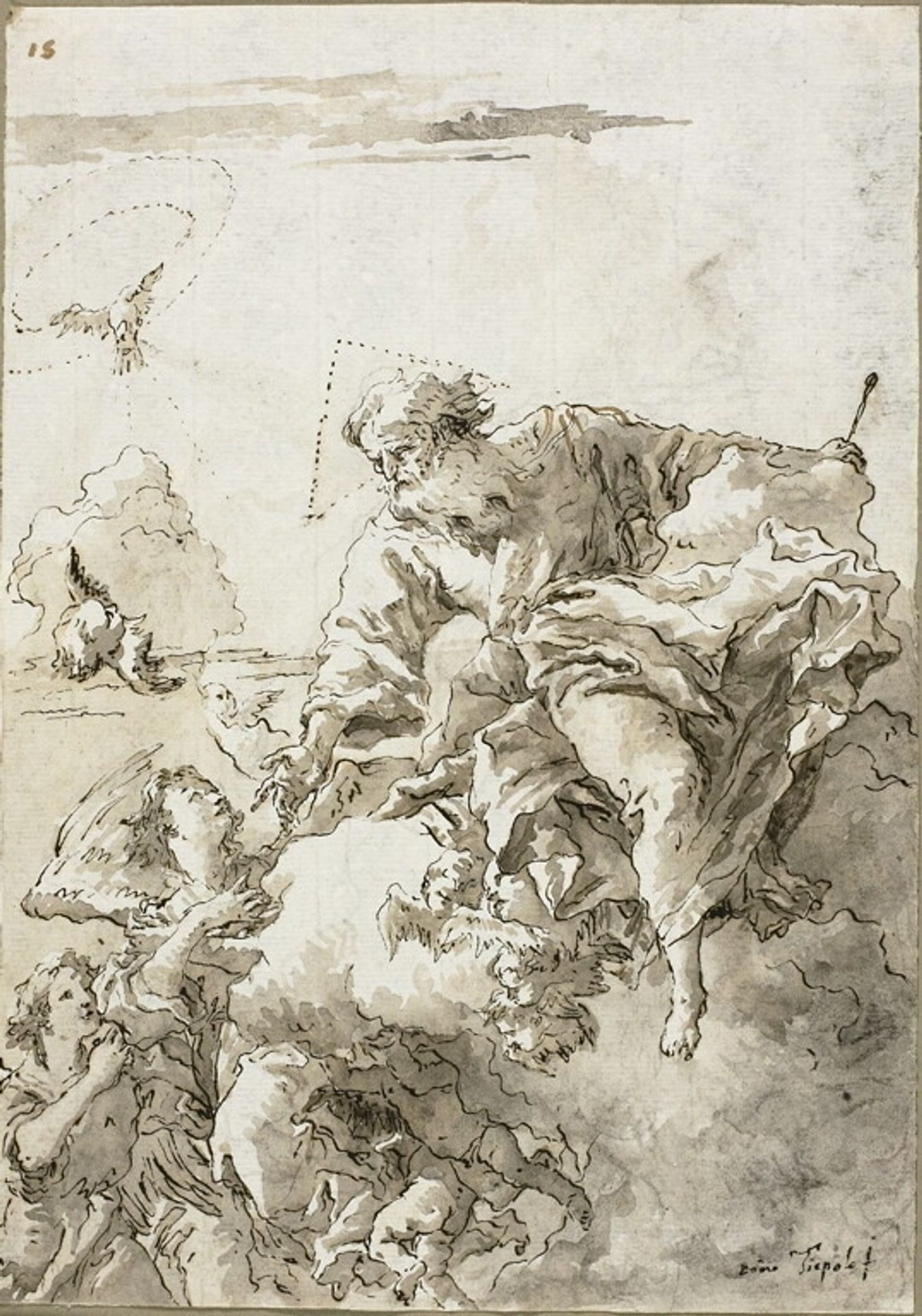 God the Father Supported by Angels in the Clouds, I by Giovanni Domenico Tiepolo