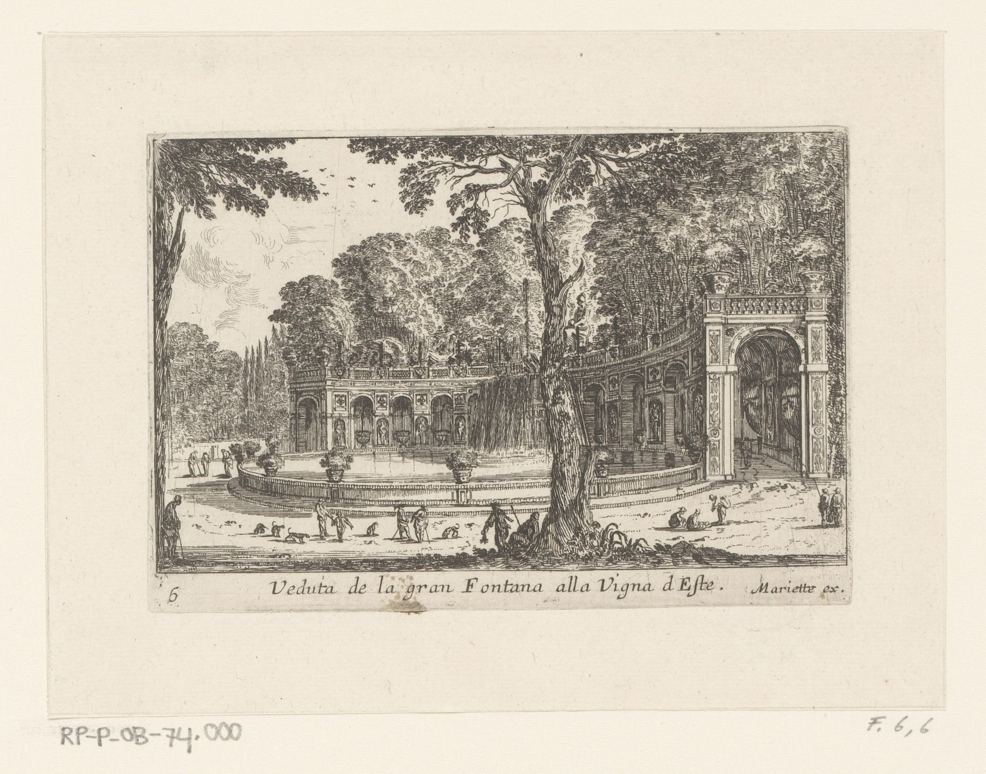 Gezicht op de grote fontein bij de Villa d'Este by Israel Silvestre
