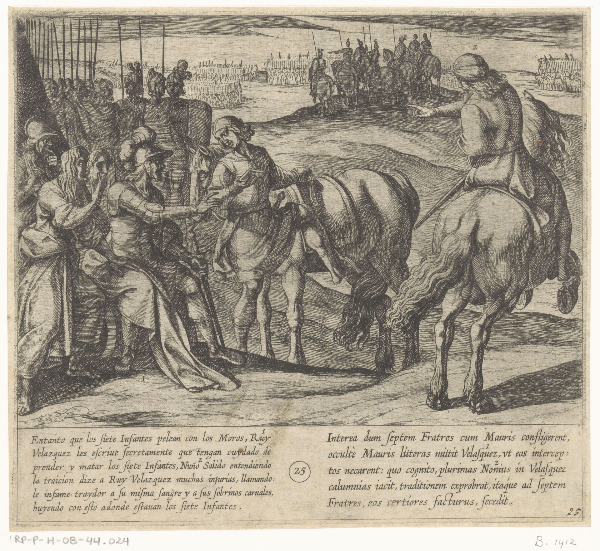 Nuño Salido hoort van het verraad van Ruy Velazquez en gaat de zonen van Lara waarschuwen by Antonio Tempesta