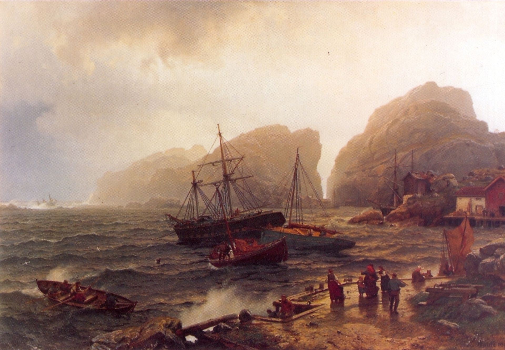 Norwegian Harbor of Refuge Or Port of Refuge on the Norwegian Coast by Hans Gude
