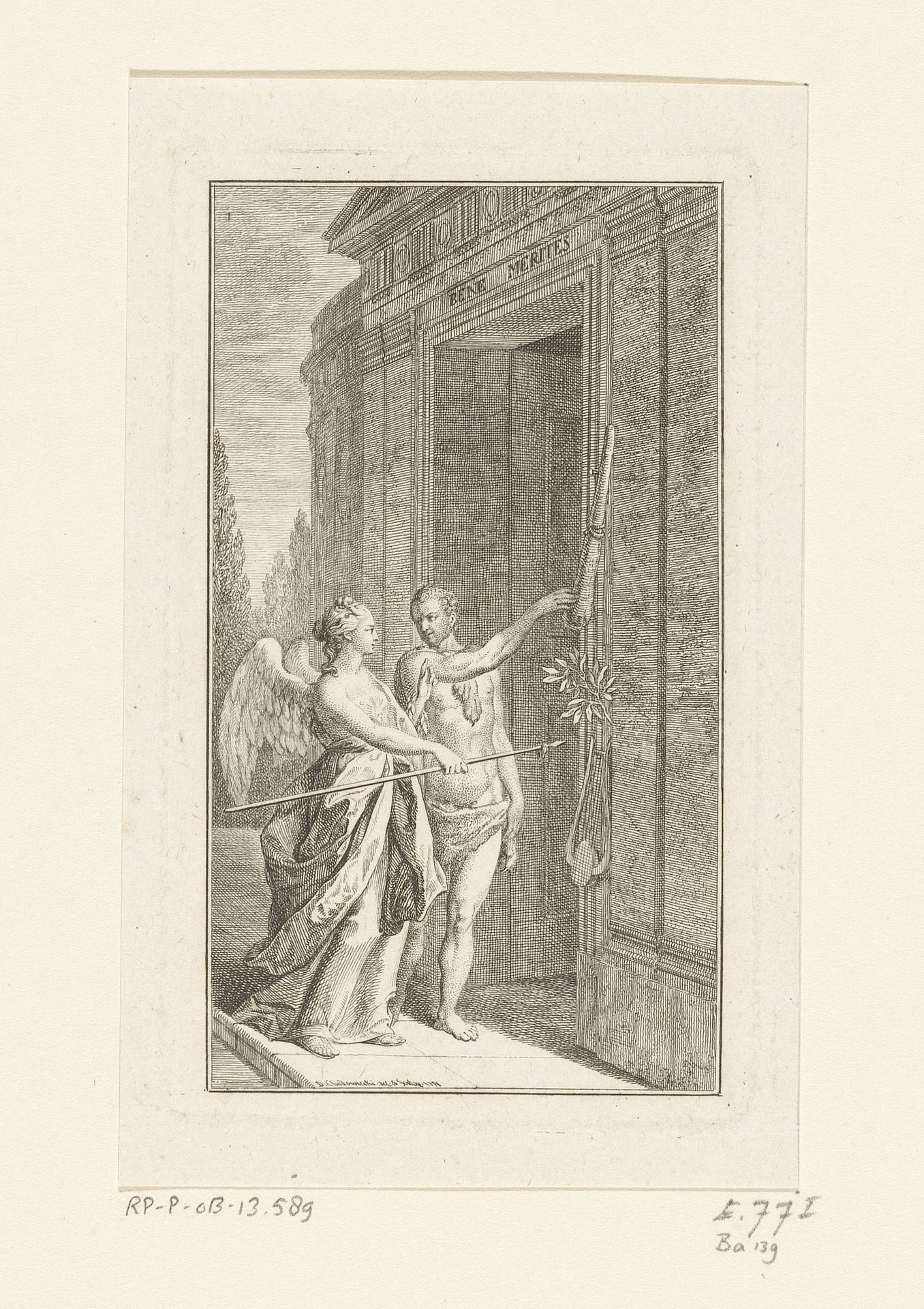 Deugd en Hercules voor de tempel der verdiensten by Daniel Nikolaus Chodowiecki