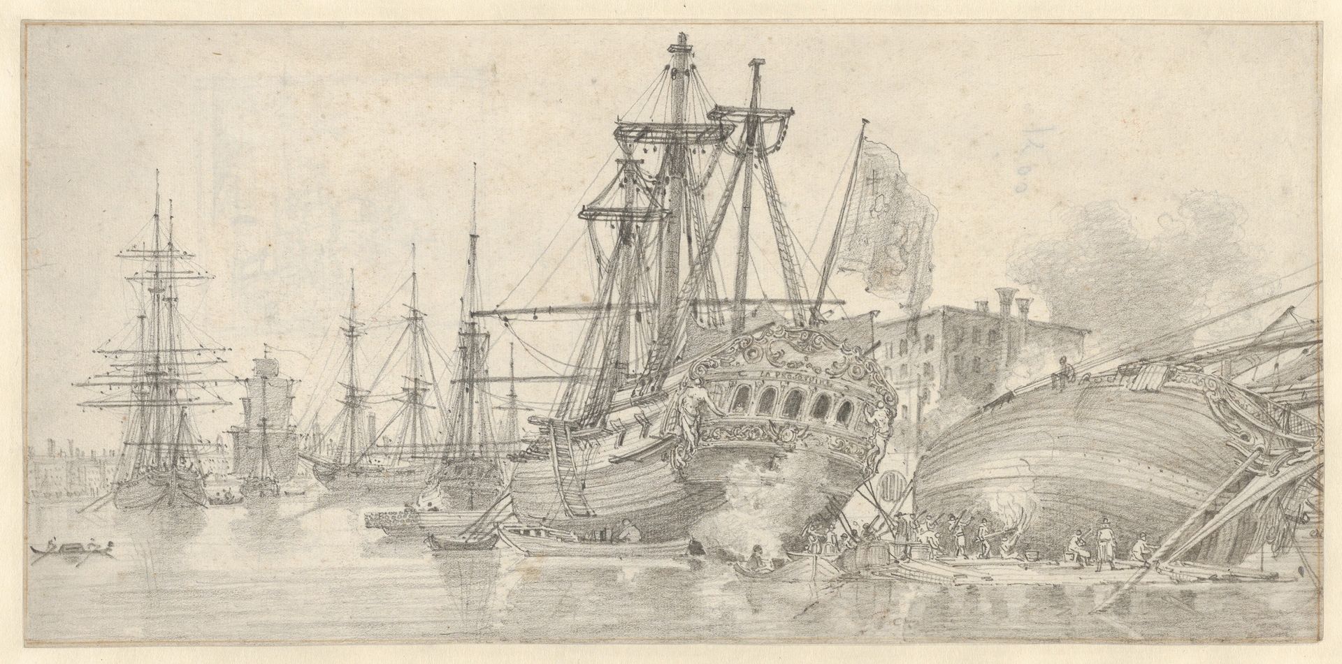 The Proserpine at anchor in Venice by Louis François Cassas