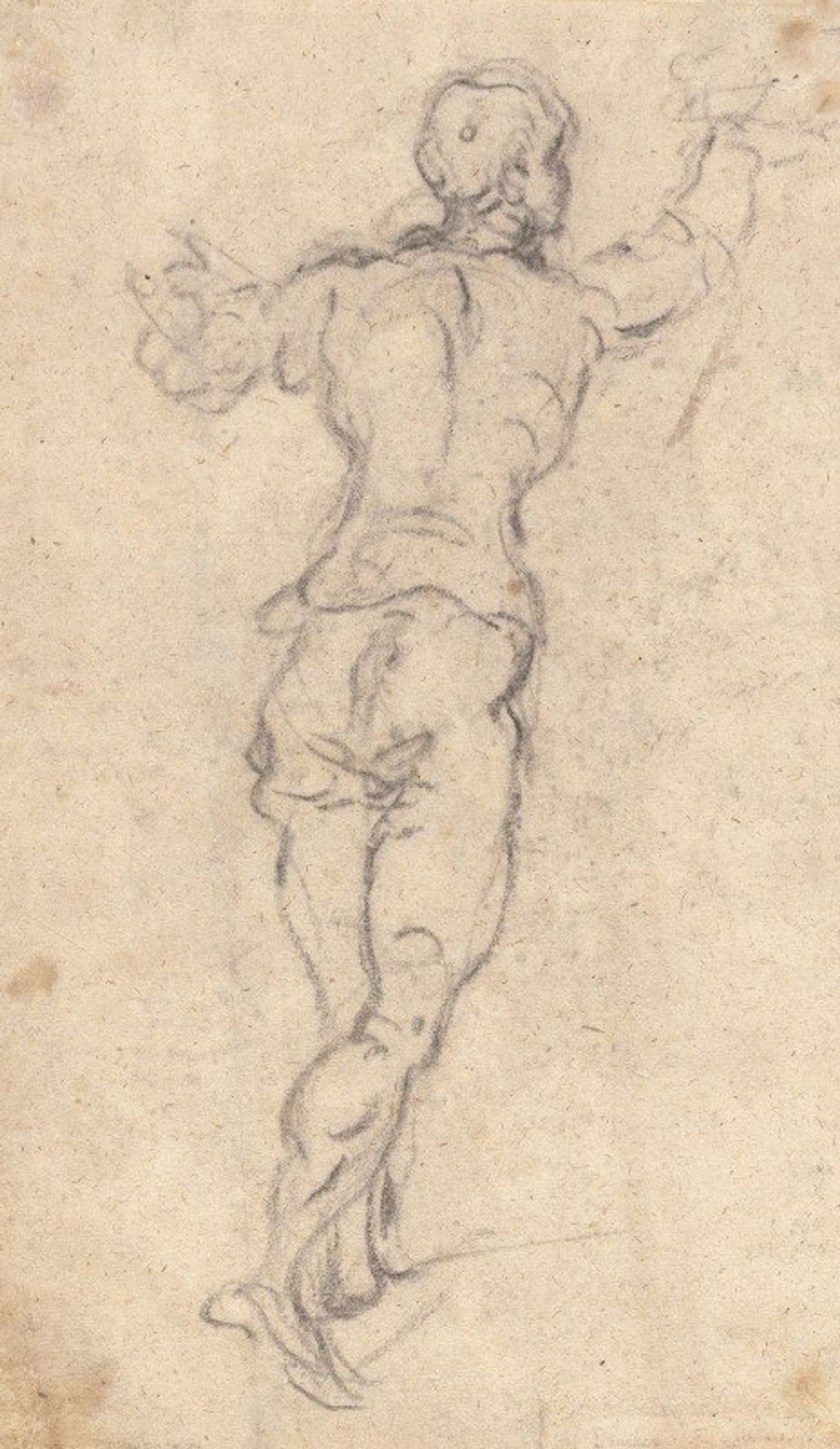 A Striding Youth with His Arms Raised, Seen from Behind by Jacopo Tintoretto