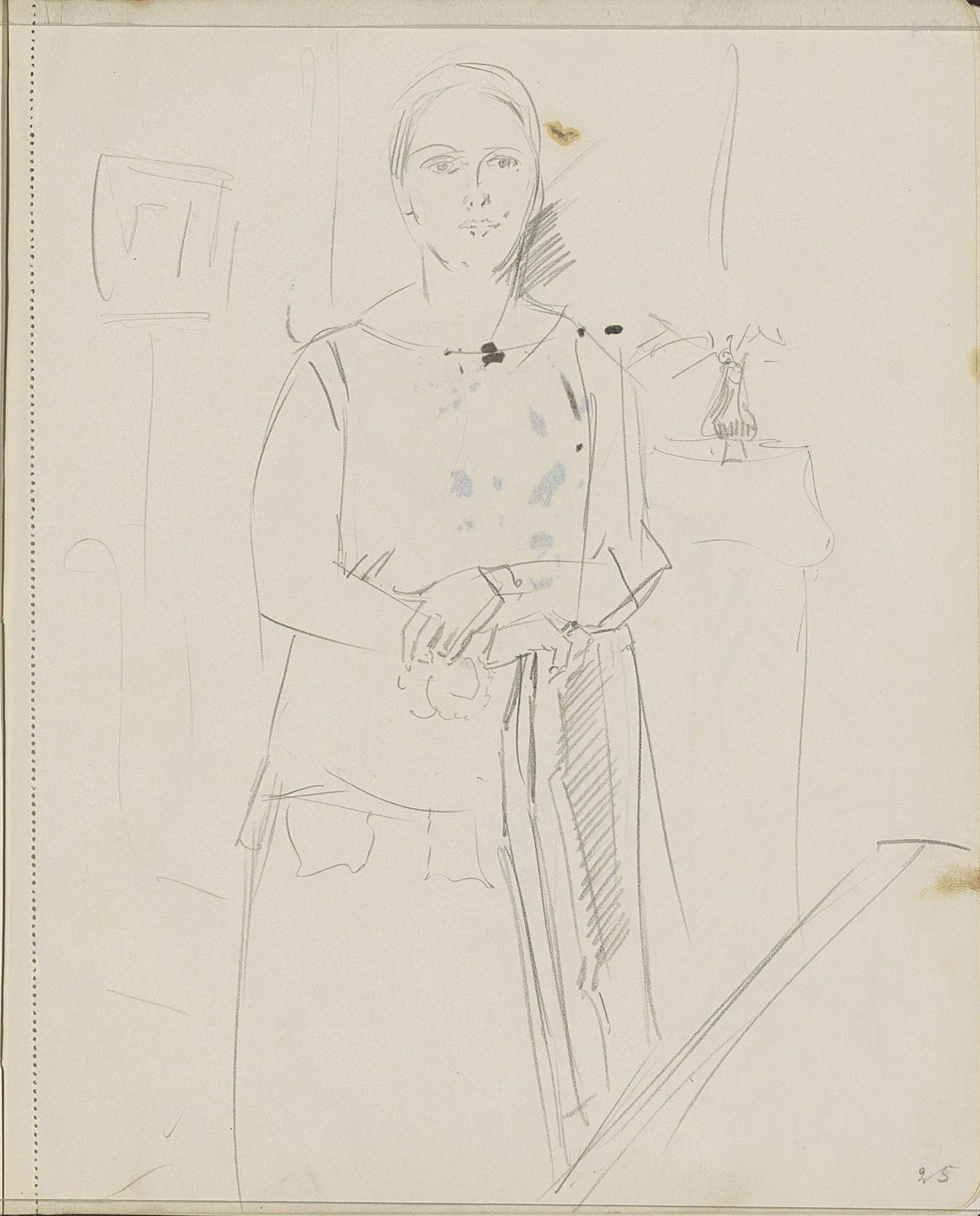 Staande vrouw in een interieur by Isaac Israels
