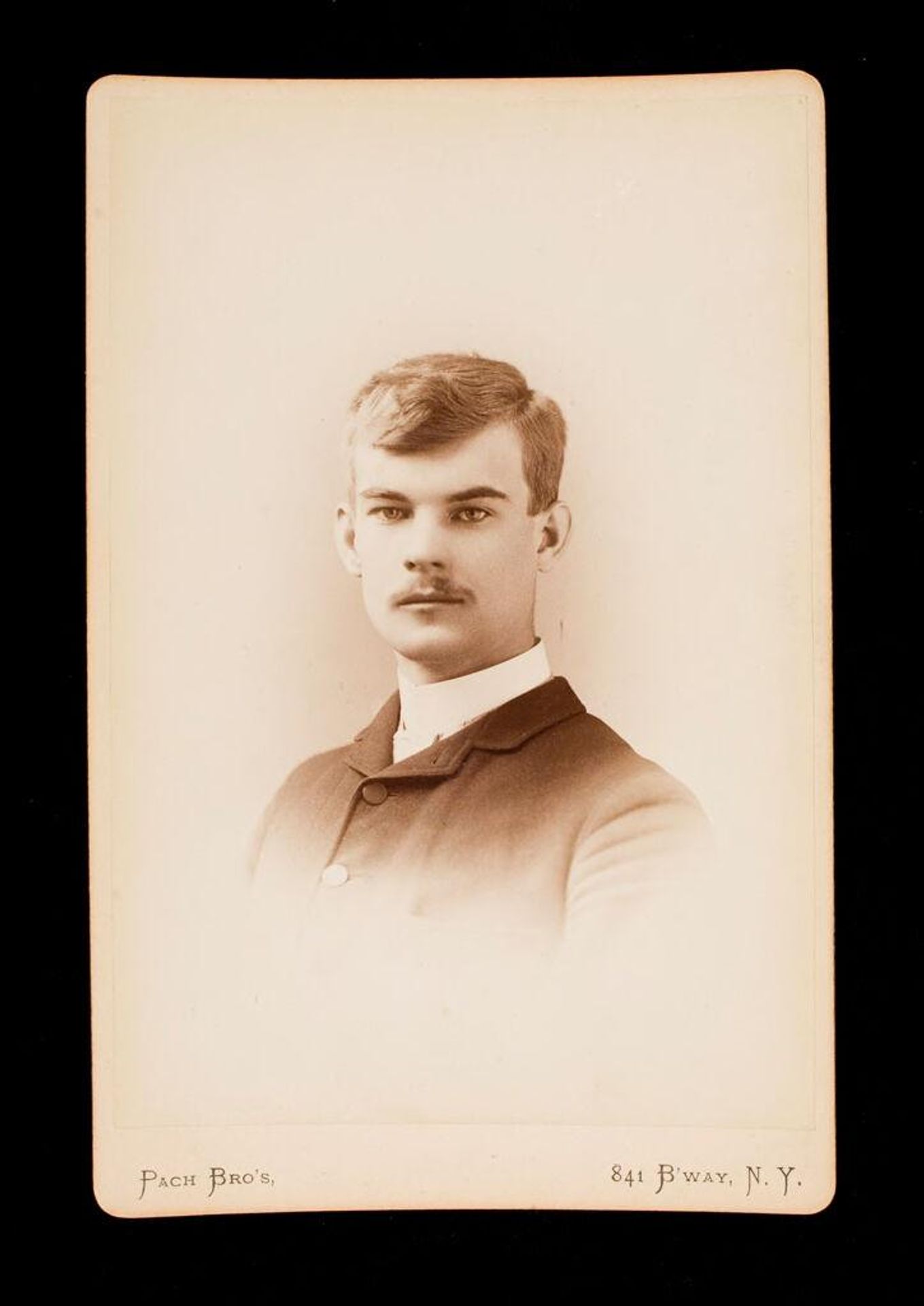 Untitled (bust length portrait of man with moustache labeled Albert Thompson Perkins) by Pach Brothers