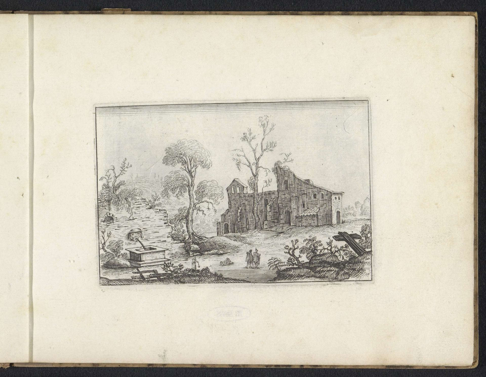 Landschap met een muurfontein by Chaerles de Hooch