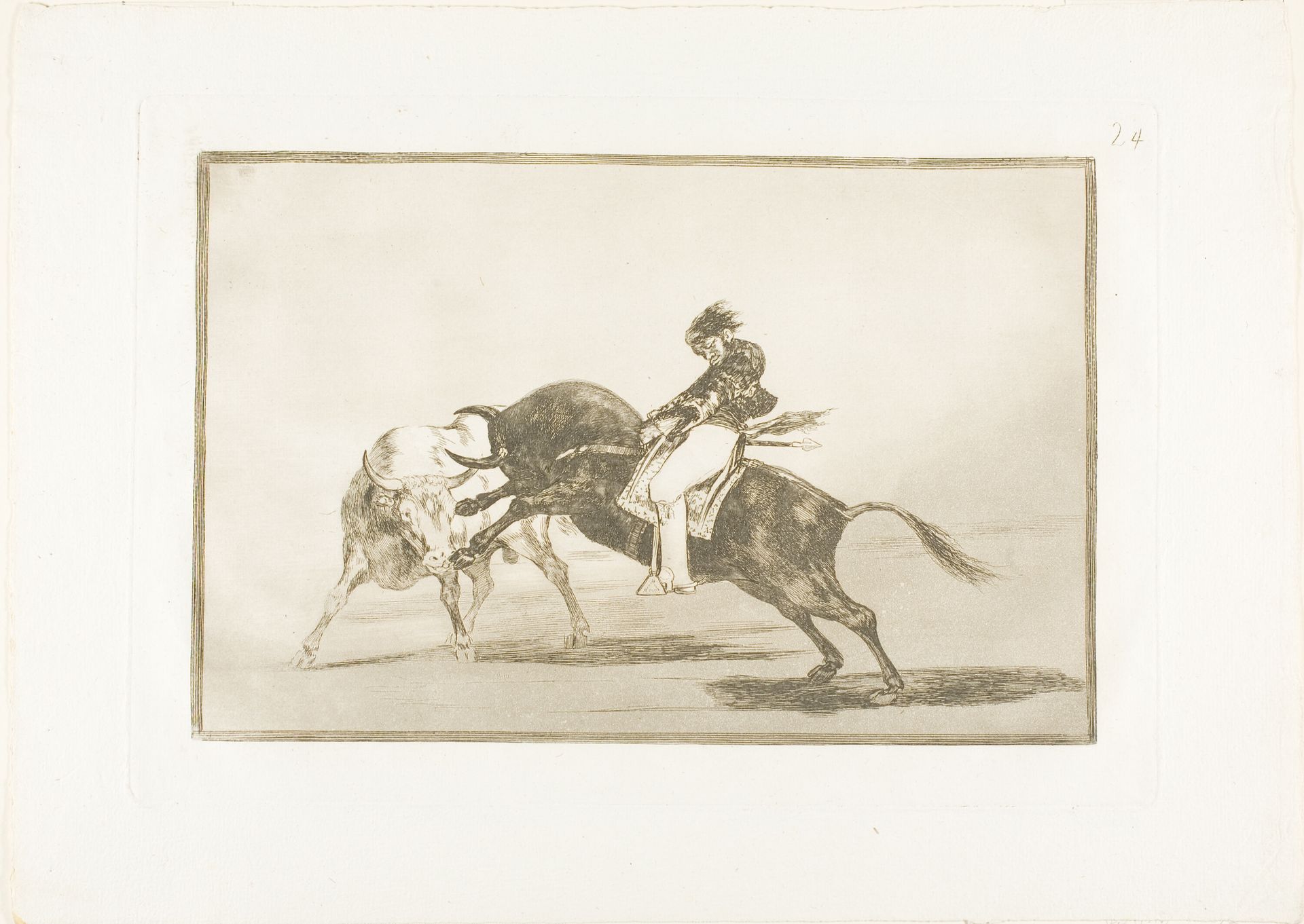 The Same Ceballos, Mounted on Another Bull, Breaks Short Spears in the Ring at Madrid, plate 24 from The Art of Bullfighting by Francisco de Goya