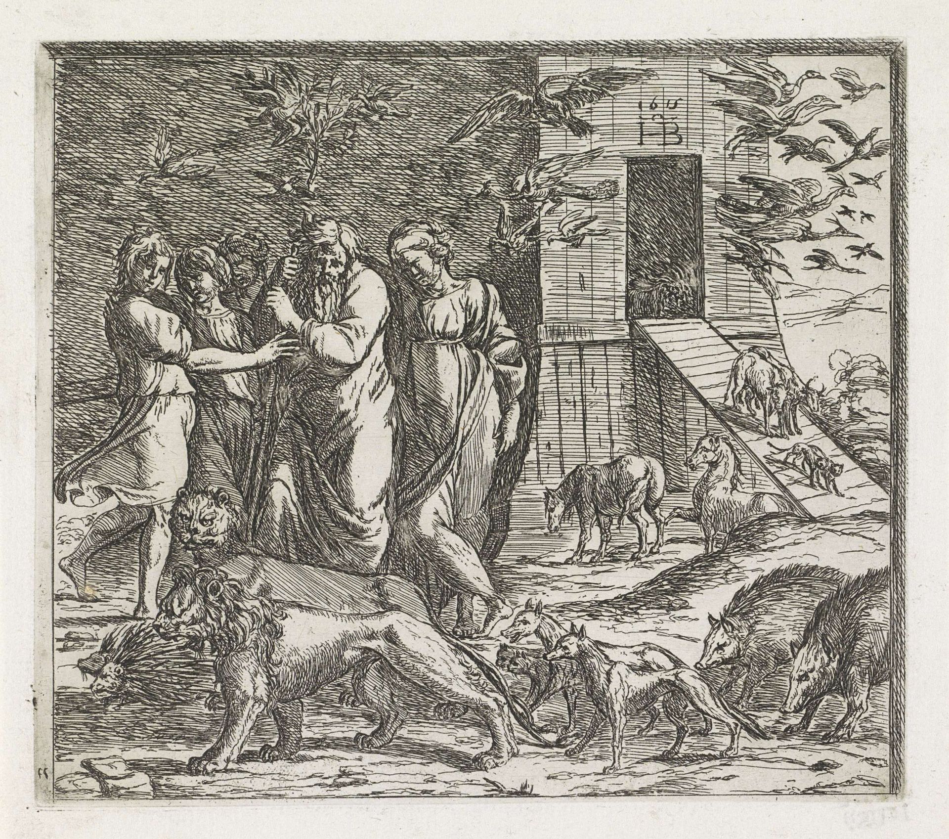 Noach verlaat de ark na de zondvloed by Orazio Borgianni