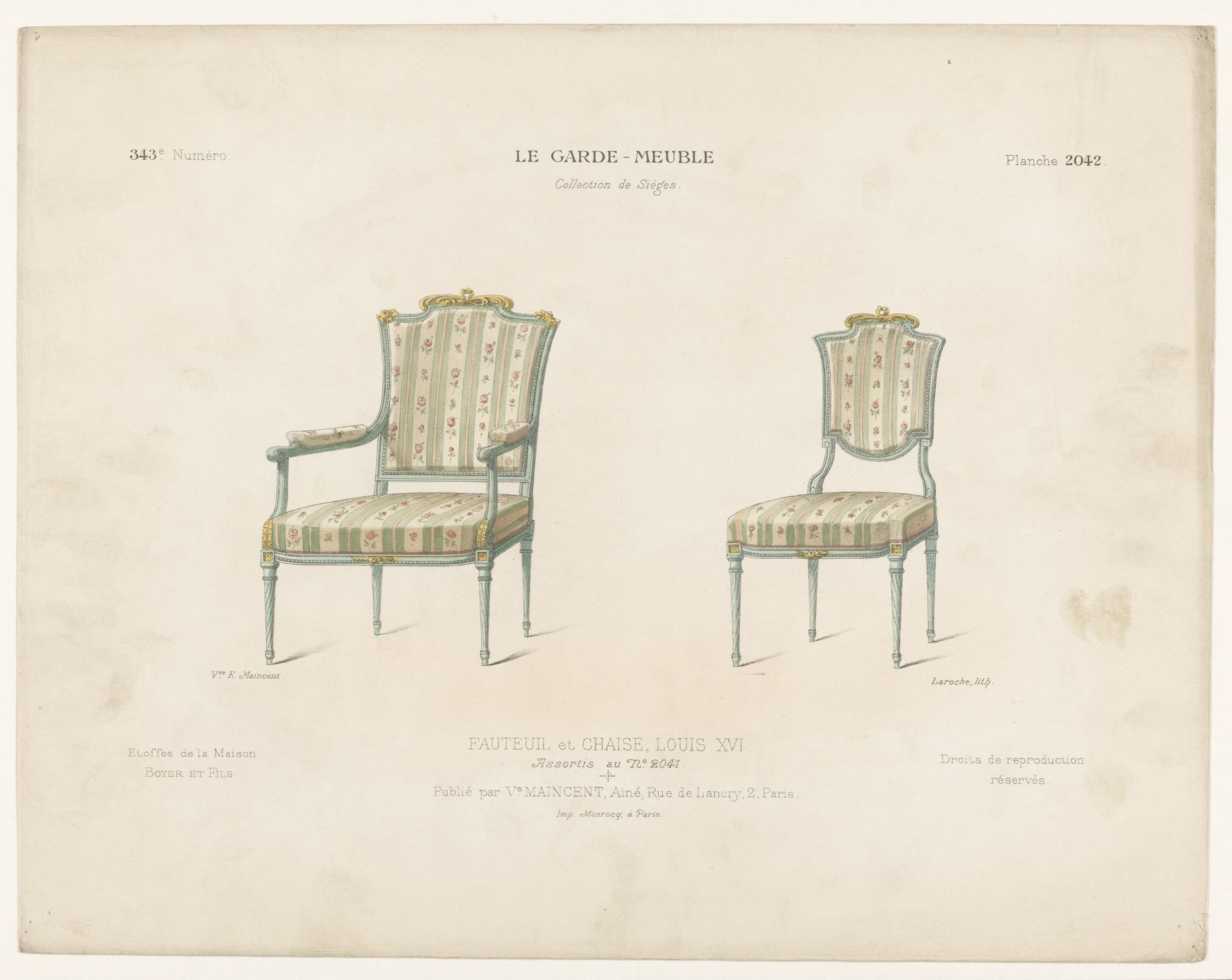Fauteuil en stoel by Léon Laroche