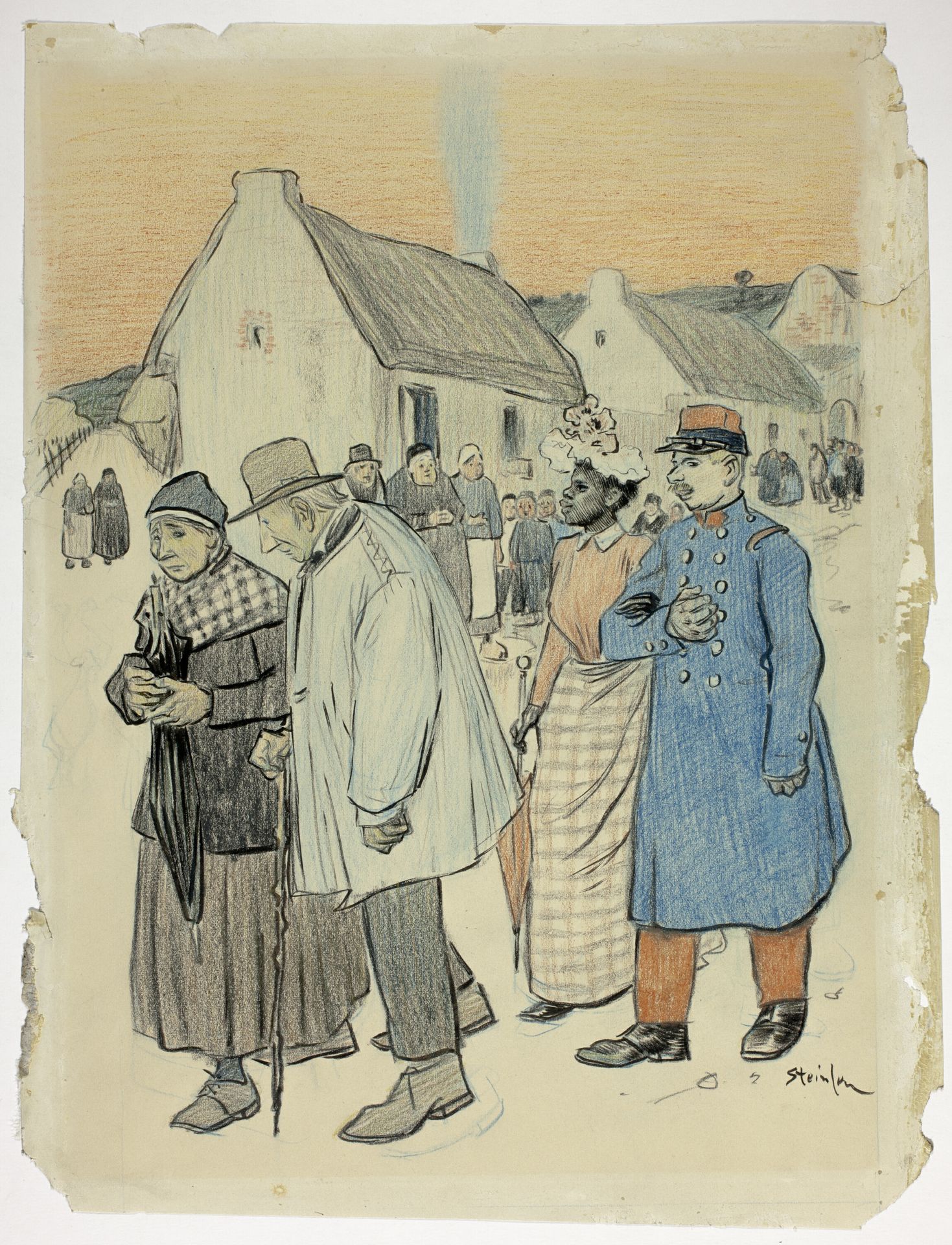 Street Scene with Two Couples by Théophile Alexandre Steinlen