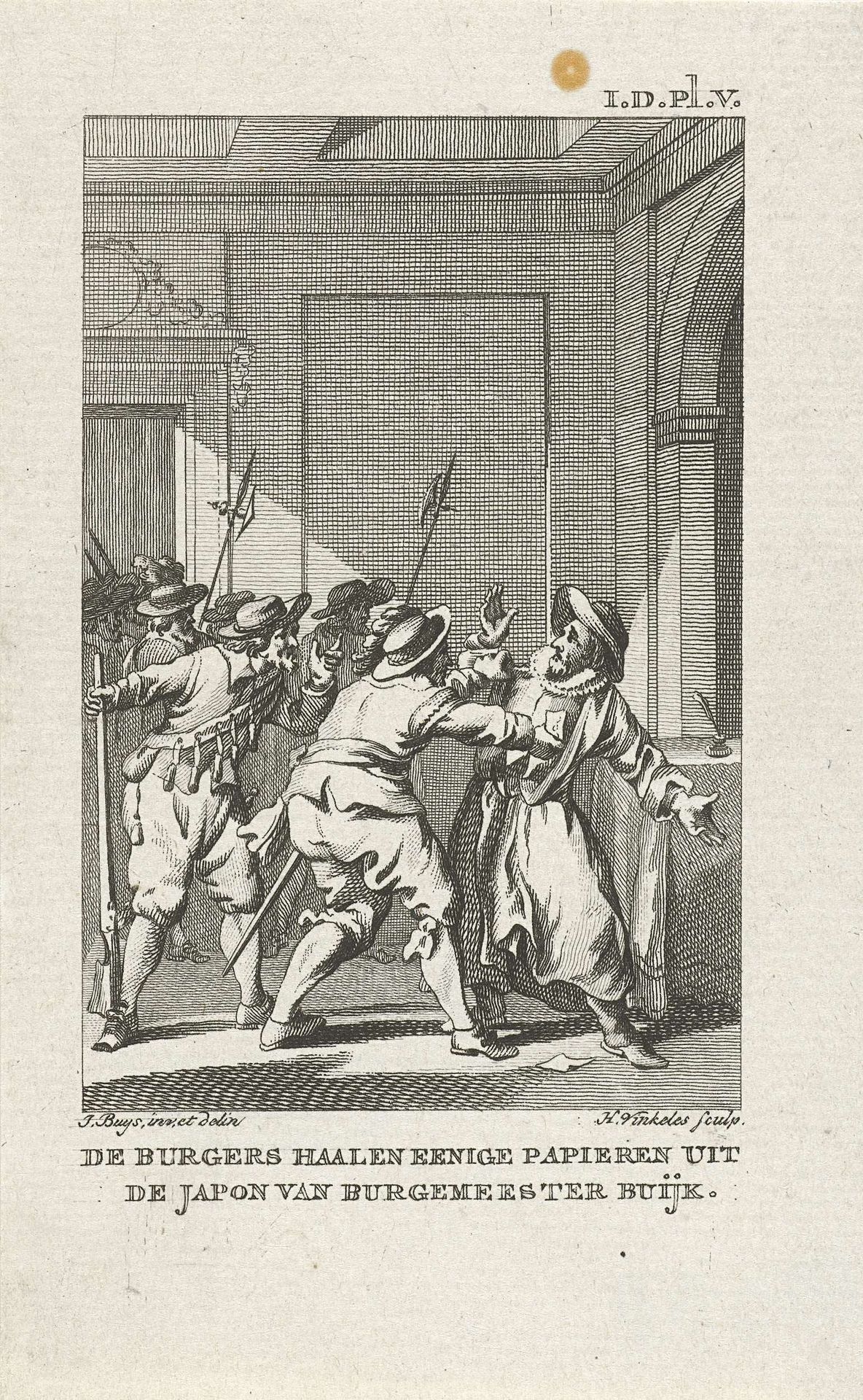 Burgemeester Joost Buyck betrapt met brieven over het aannemen van soldaten tegen die van de nieuwe religie, 1567 by Harmanus Vinkeles
