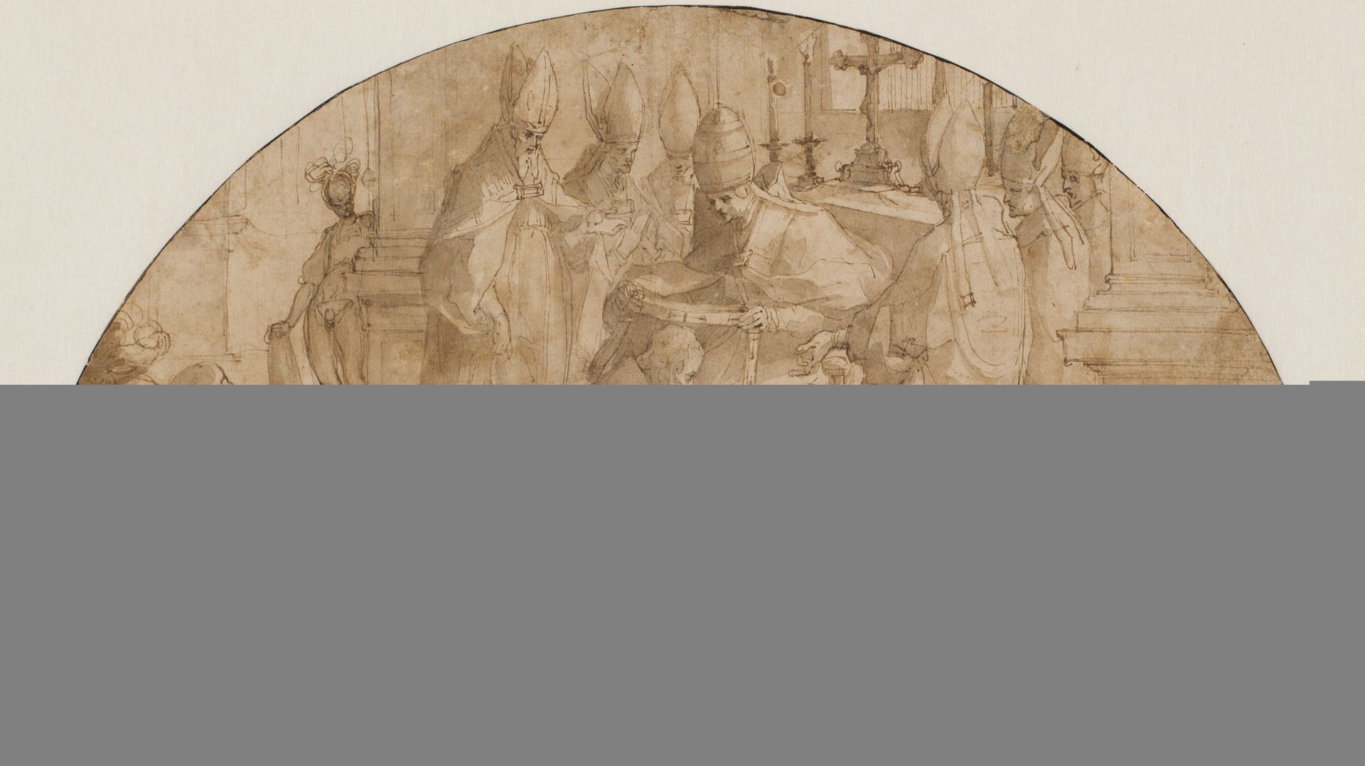 A pope consecrating a bishop: study for a lunette by Giovanni Battista Ricci