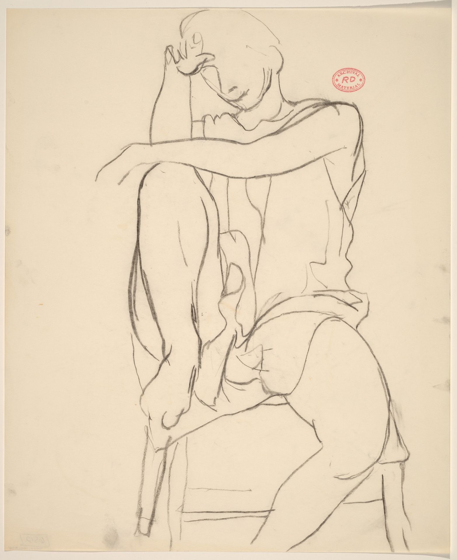 Untitled [draped model seated with right foot in chair seat] by Richard Diebenkorn