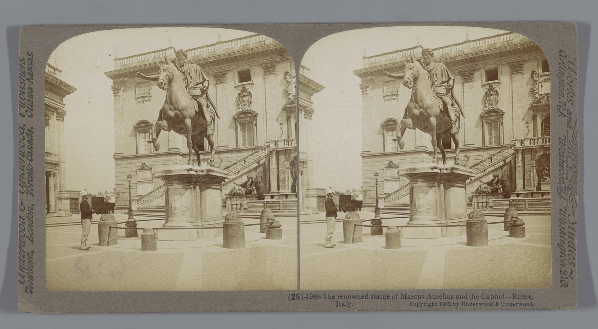 Ruiterstandbeeld van Marcus Aurelius op het Piazza del Campidoglio te Rome by Anonymous