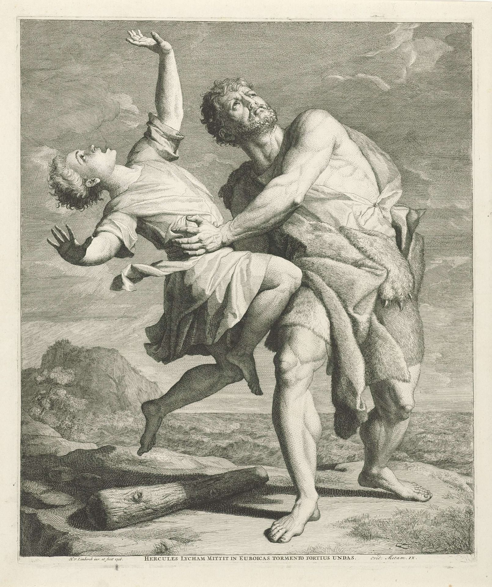 Hercules werpt Lichas in zee by Hendrik van Limborch