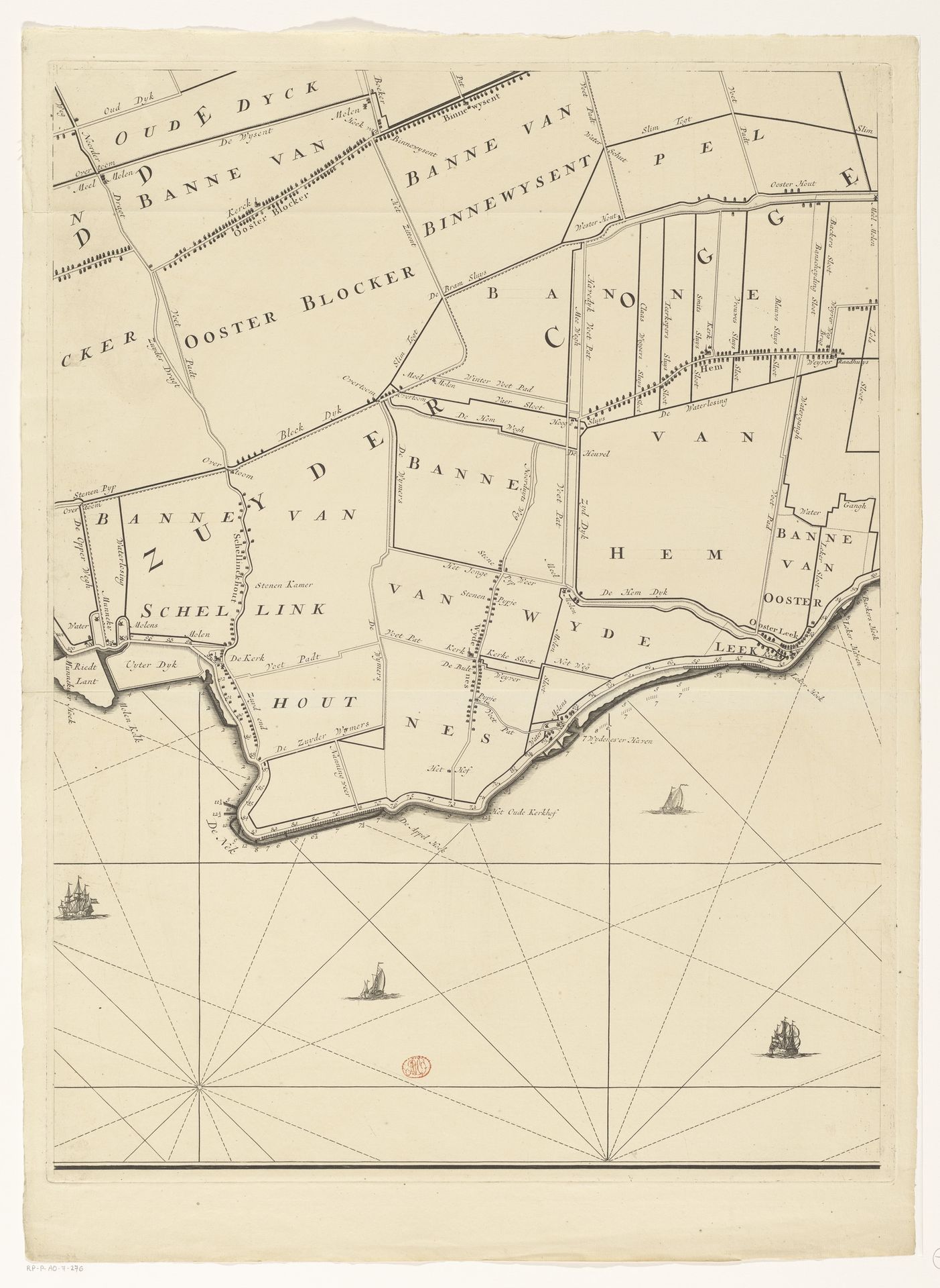 Kaart van het dijkgraafschap Drechterland (derde deel van onder) by Hendrik de Leth