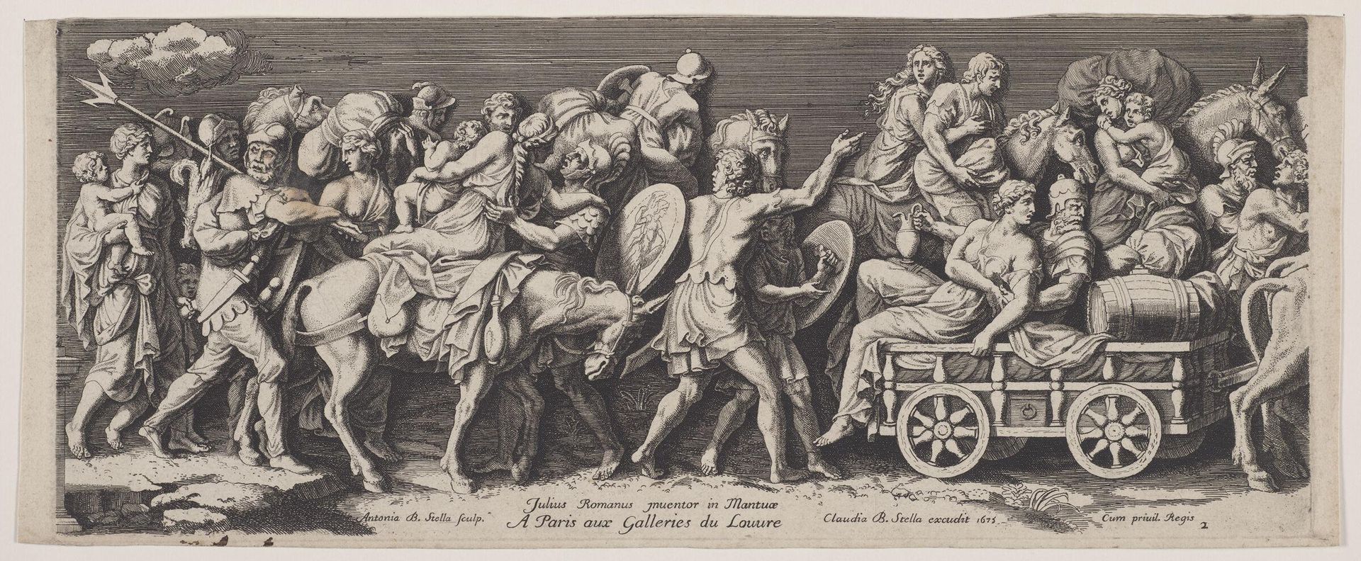 Soldiers with Women, Children, and Military Equipment by Antoinette Bouzonnet-Stella