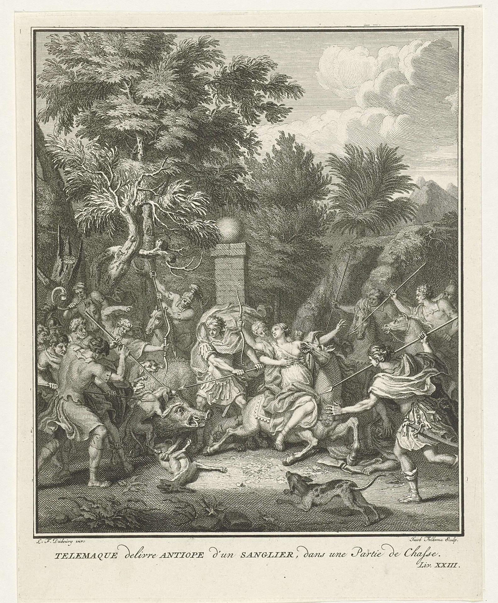 Telemachus redt Antiope by Jacob Folkema