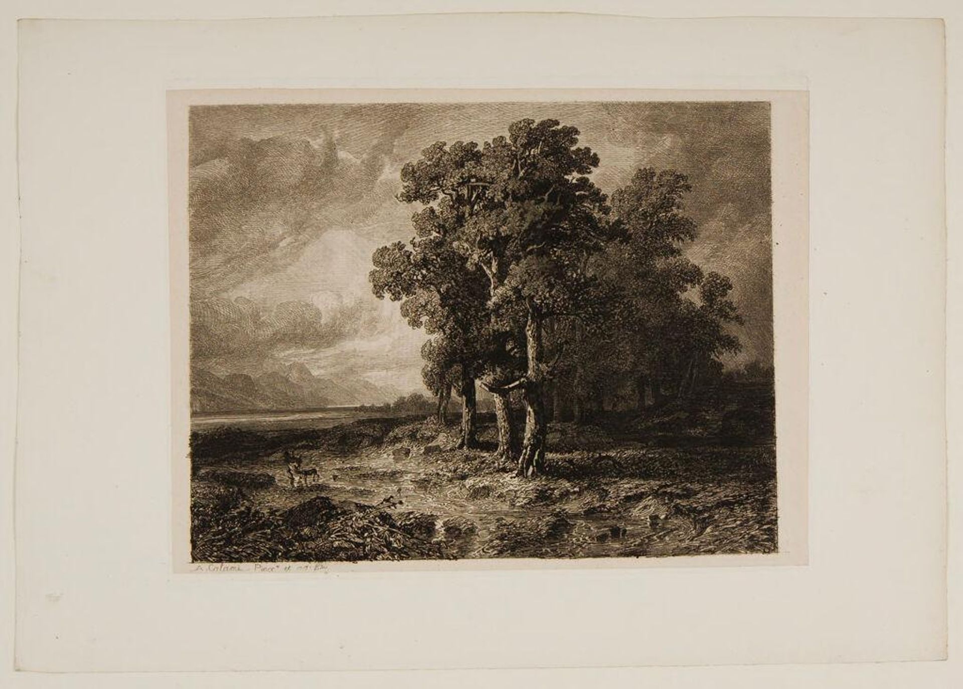 A Peasant and His Dog by a Stand of Trees by Alexandre Calame