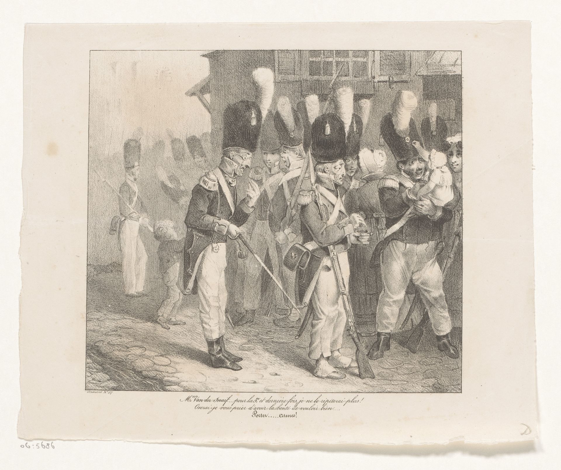 Soldaat Van der Snuijff met een kind op de arm by Jean-Louis Van Hemelryck