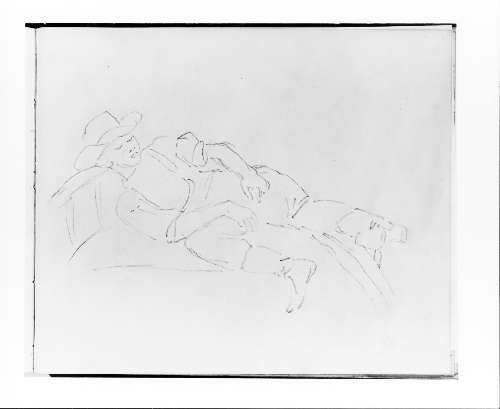 Man Sleeping in a Rowboat (from Sketchbook) by Francis William Edmonds