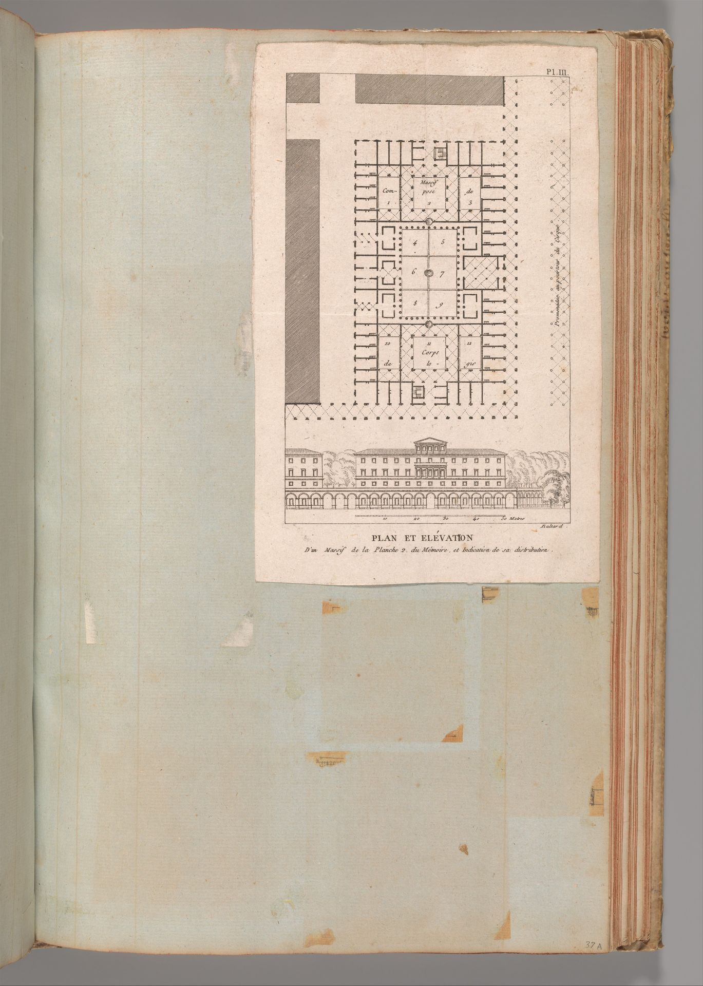 Page from a Scrapbook containing Drawings and Several Prints of Architecture, Interiors, Furniture and Other Objects by Charles Percier