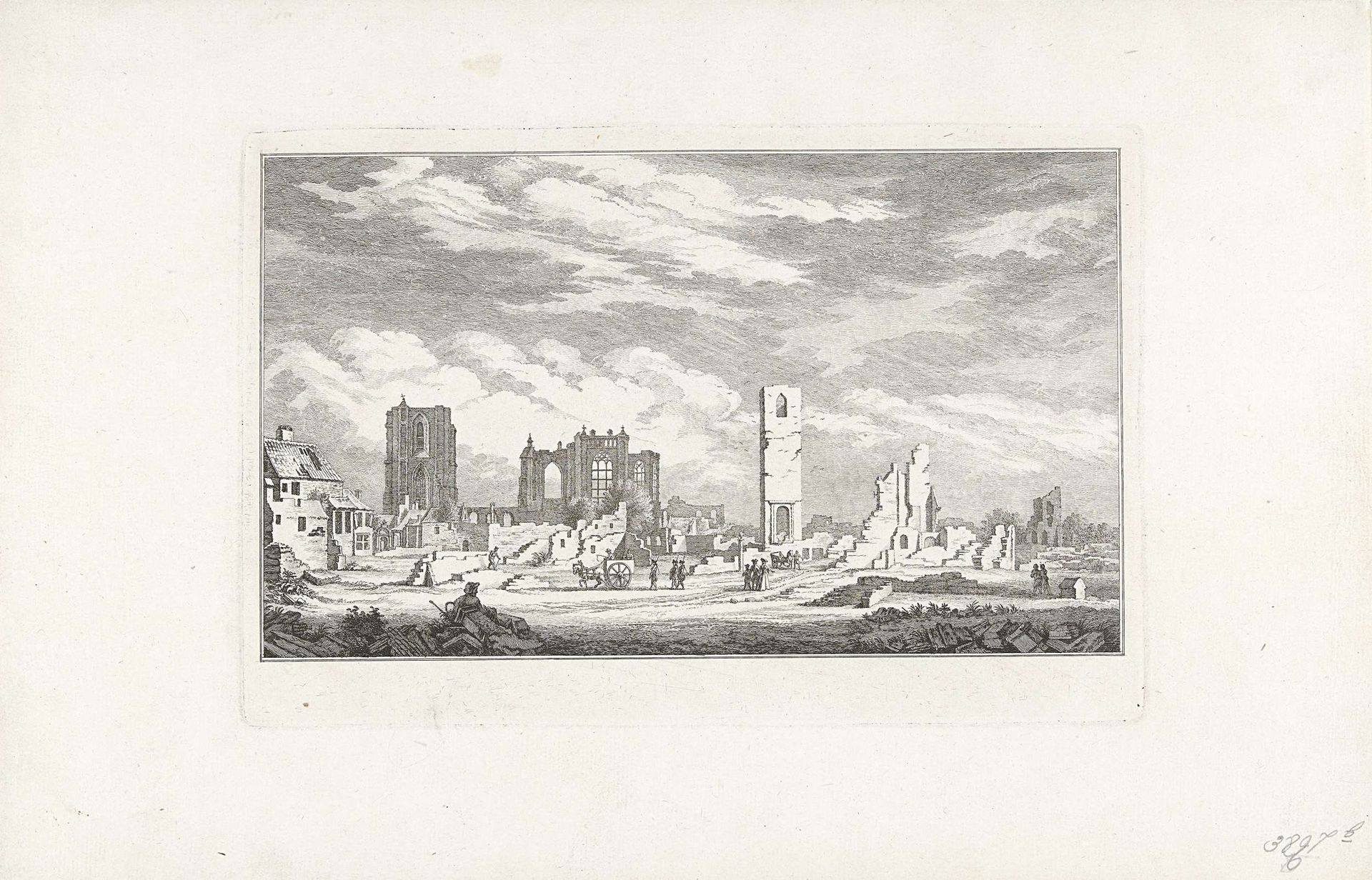 Ruïnes in de Hoogstraat en Grote Markt by Simon Fokke