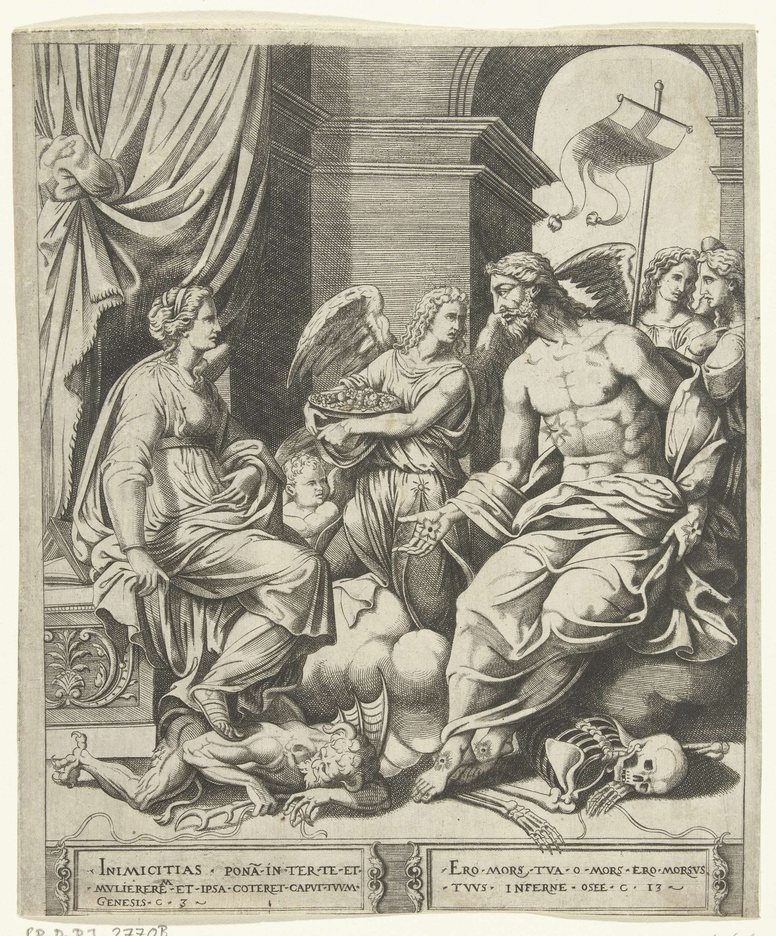 Allegorie met Christus die zijn wonden toont by Cornelis Bos