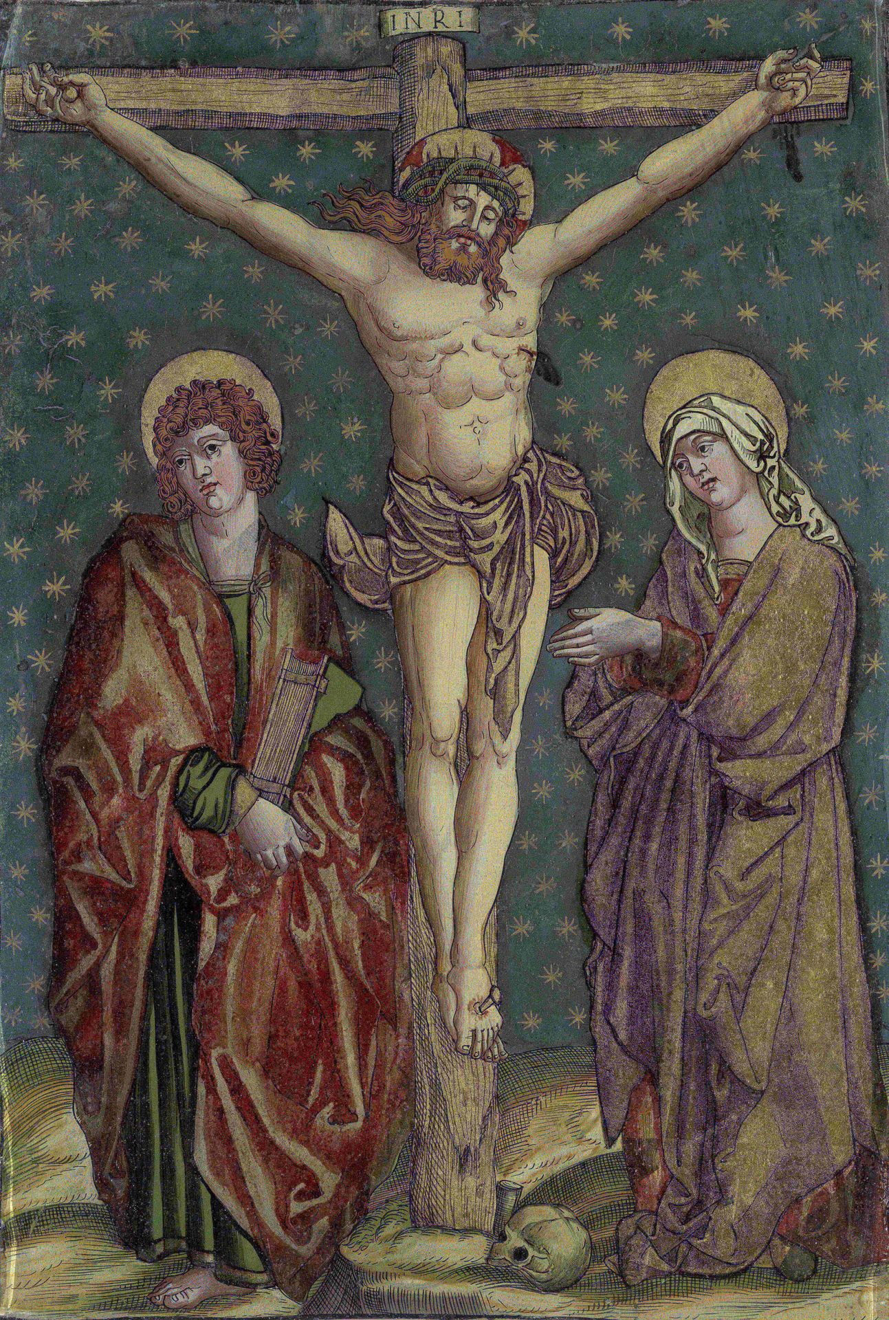 Crucifixion of Christ, with the Virgin and St John by Anonymous
