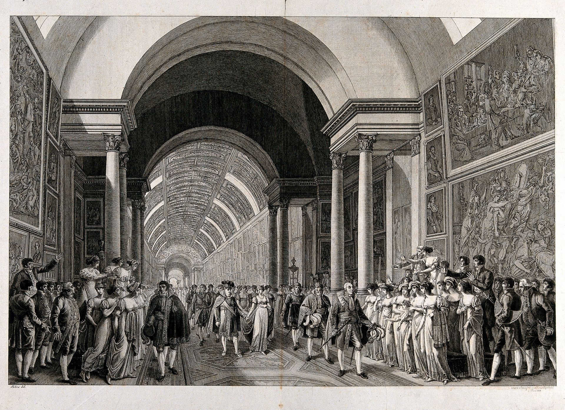 A Festive Procession Led by Napoleon Bonaparte Through the Galleries of the Louvre by Heinrich Reinhold