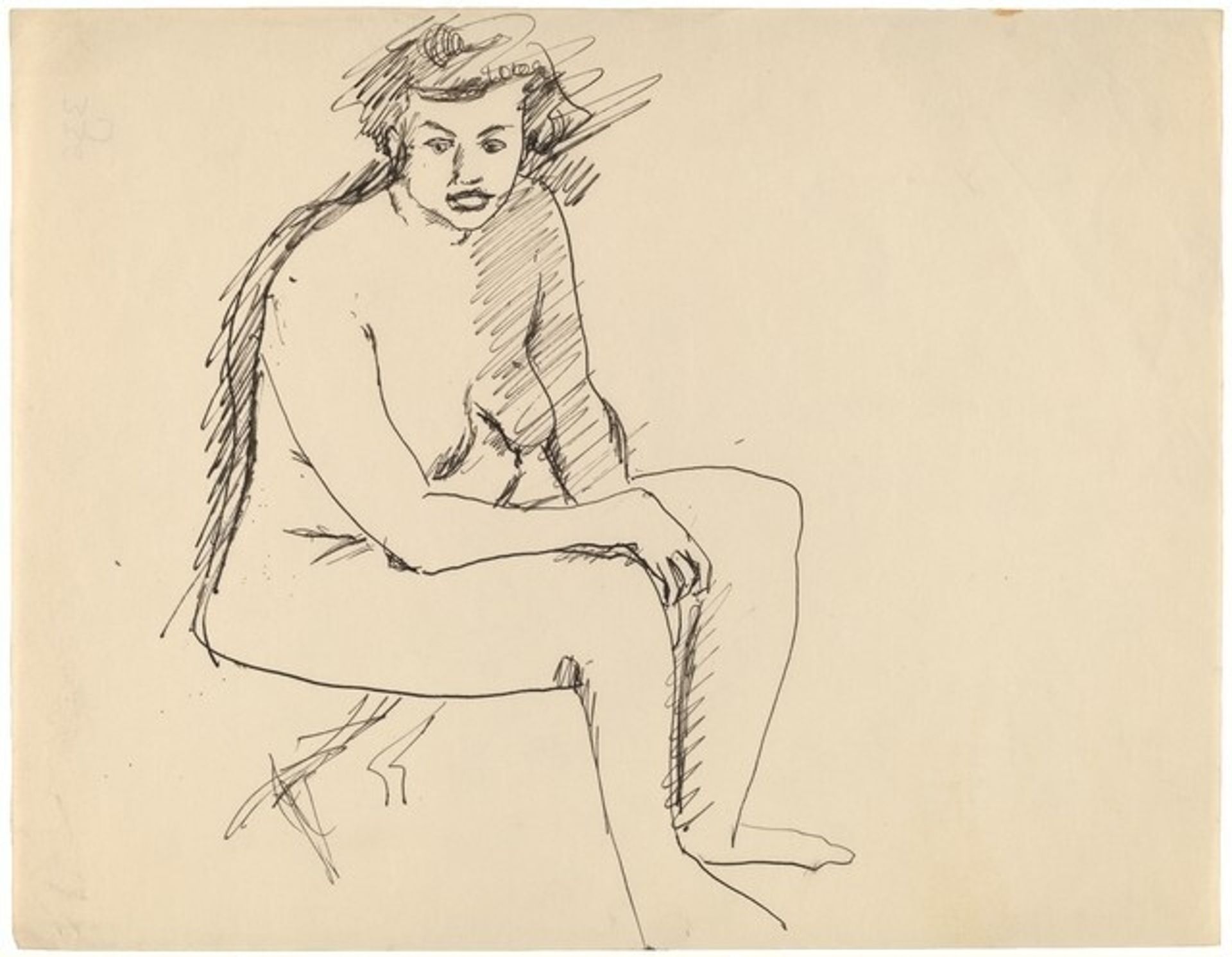 Nude Seated on Folding Stool, Turned to the Right by Mark Rothko