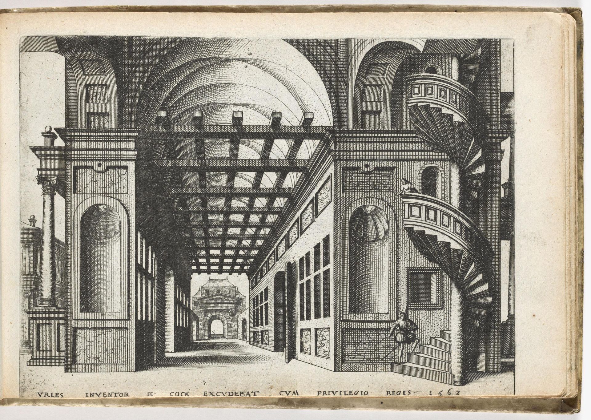 Vaulted Entrance Hall to a House with Winding Stairs on Far Right by Joannes van Doetecum