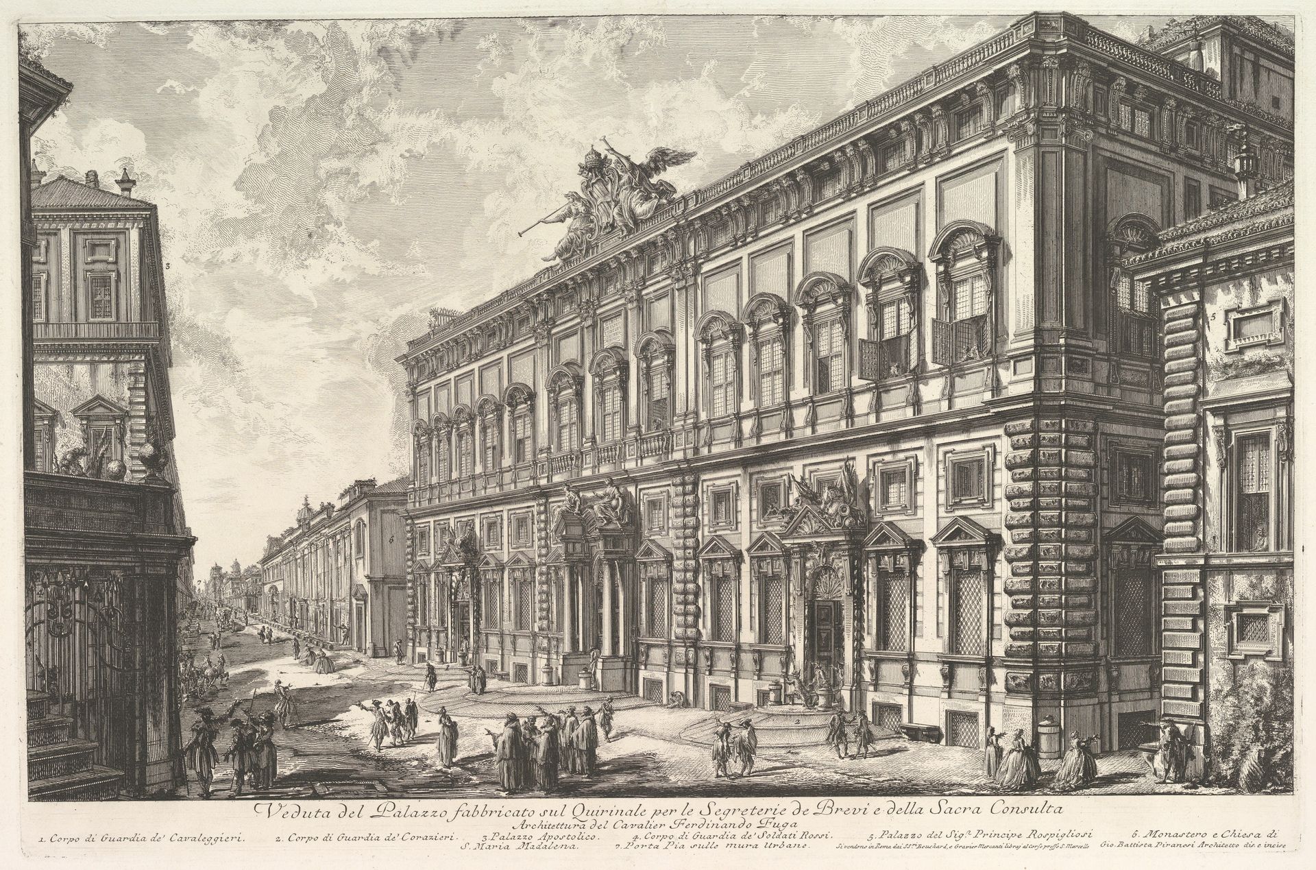 View of the Palazzo della Consulta on the Quirinal housing the Papal Secreteriat, from Vedute di Roma (Roman Views) by Giovanni Battista Piranesi