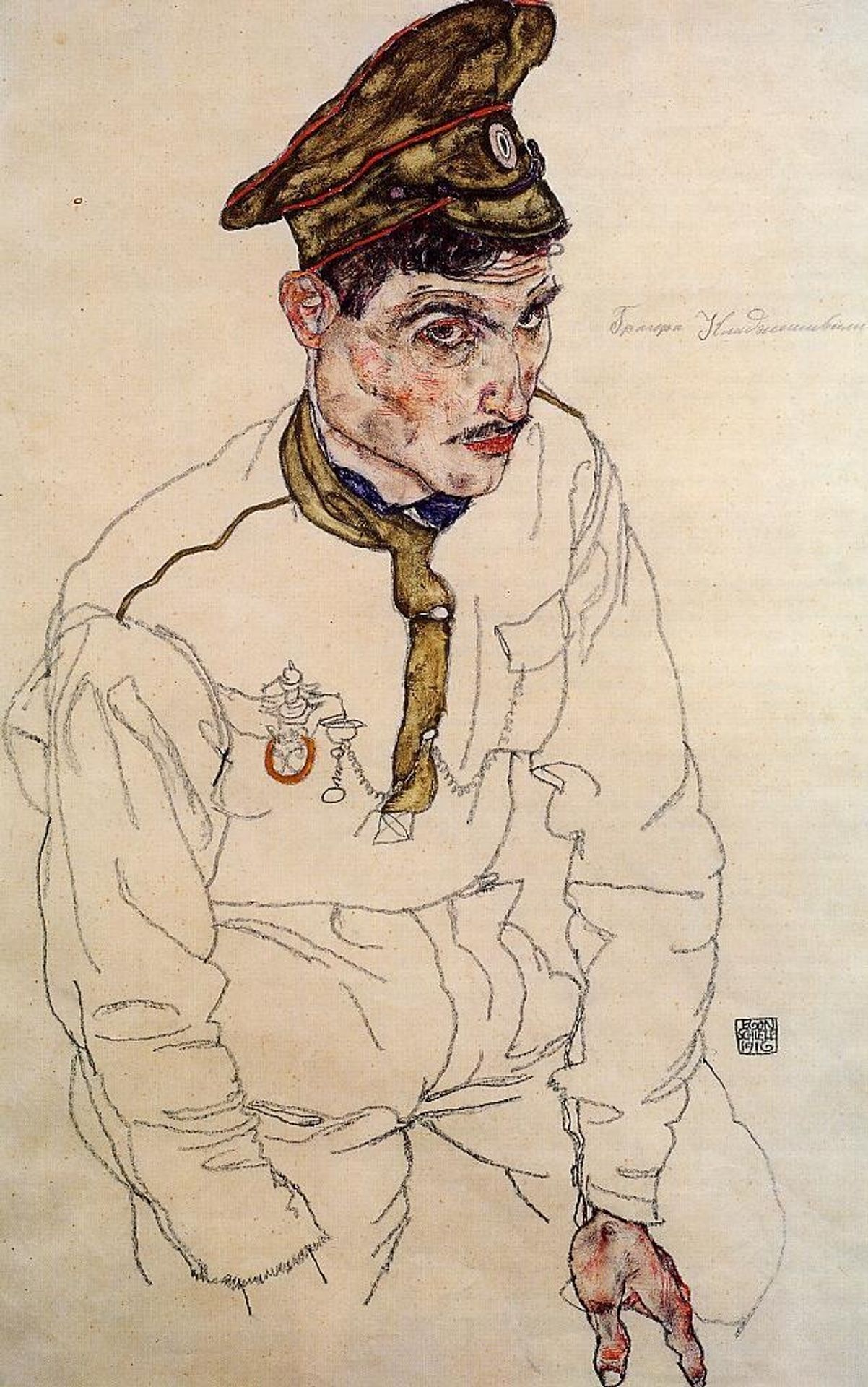 Russian Prisoner of War (Grigori Kladjishuli) by Egon Schiele
