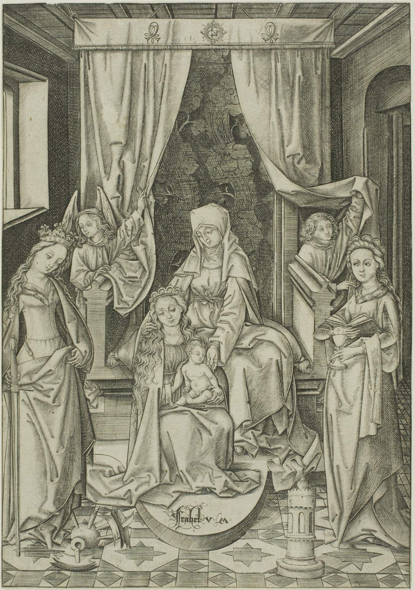 The Madonna with St. Anne, St. Catherine and St. Barbara by Israhel van Meckenem