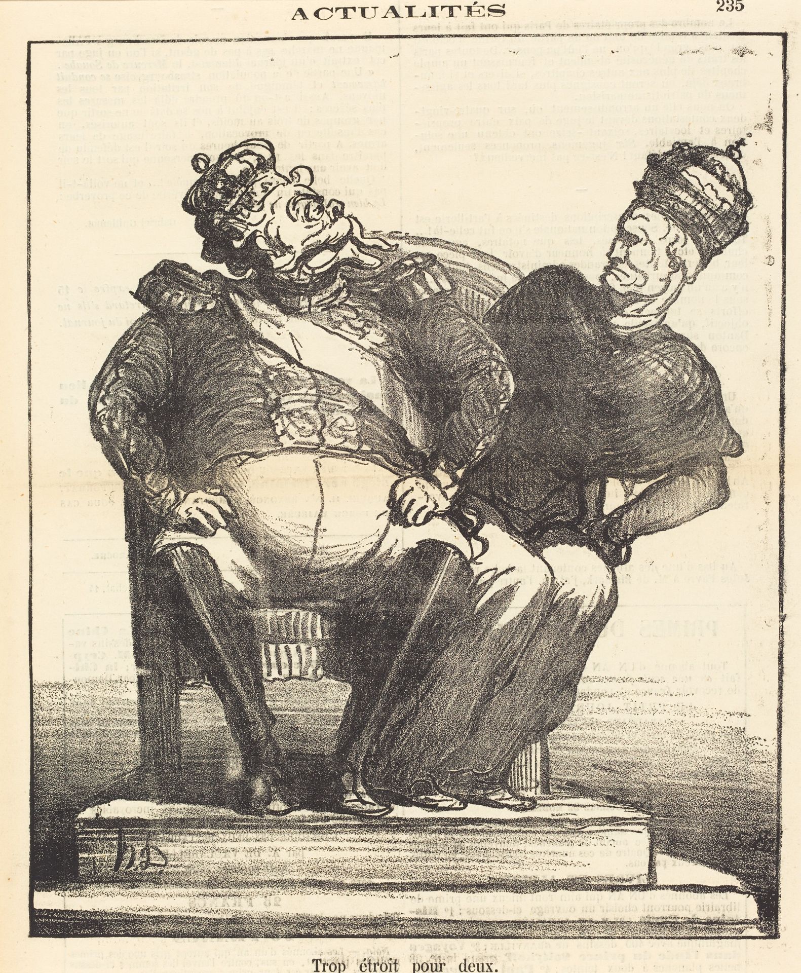 Trop étroit pour deux by Honoré Daumier