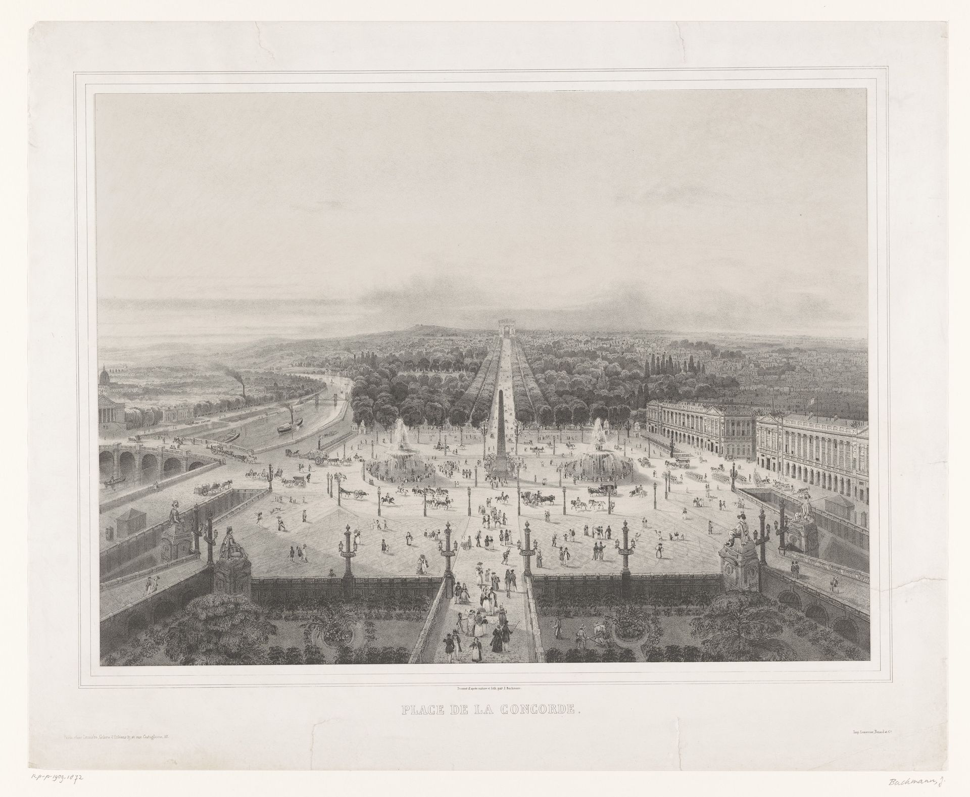 Zicht op de Place de la Concorde in Parijs by John Bachmann