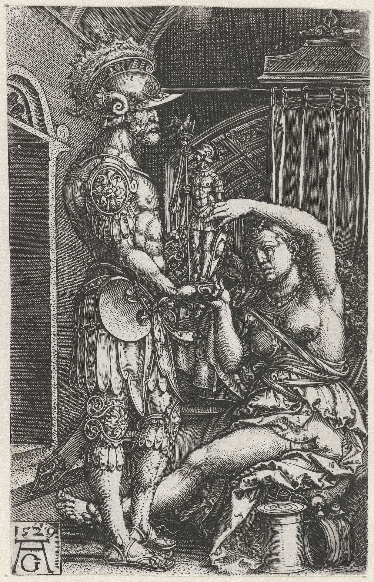 Medea geeft een beeld aan Jason by Heinrich Aldegrever