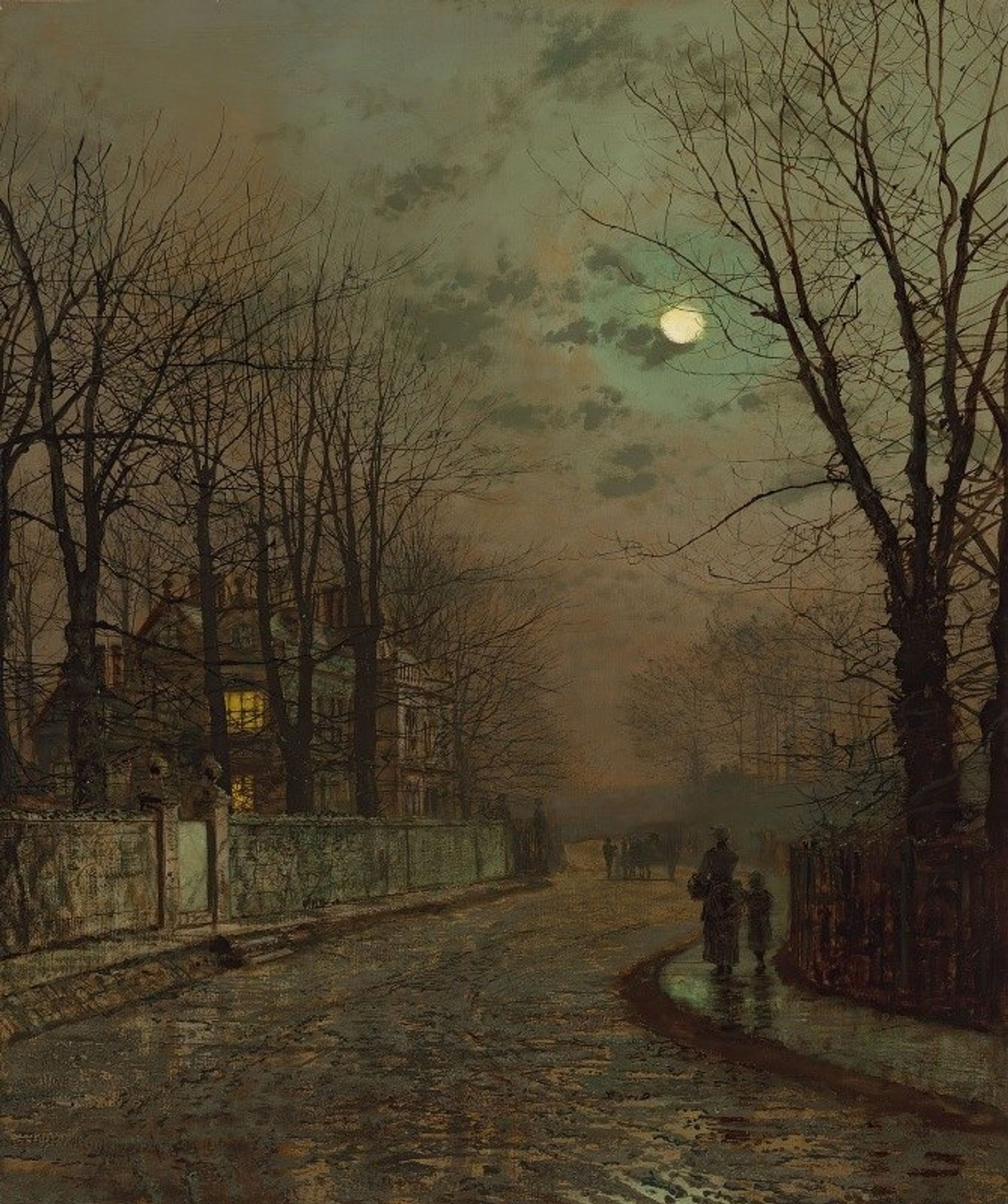 A Wet Road, Knostrop, Yorkshire by John Atkinson Grimshaw