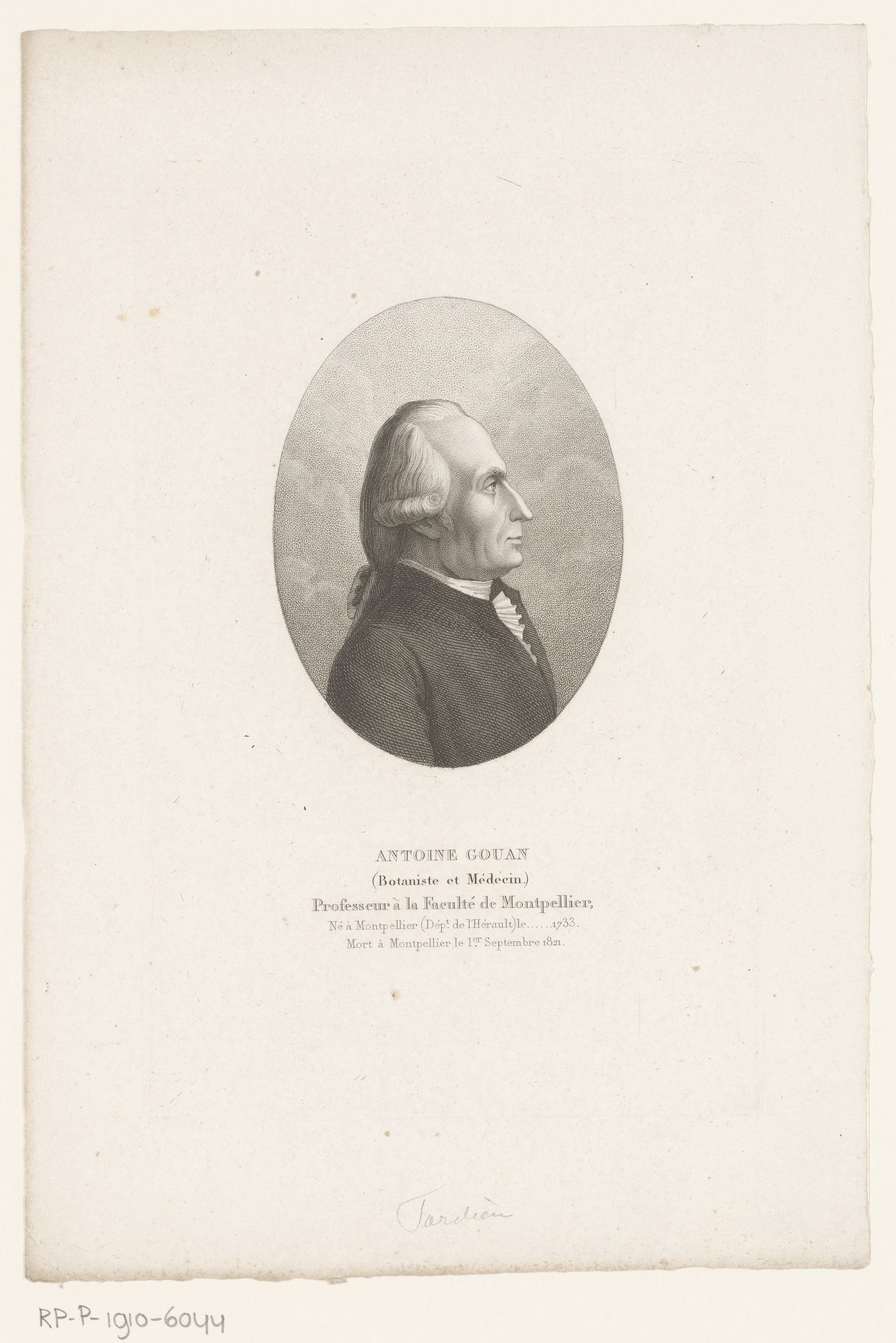 Portret van Antoine Gouan by Ambroise Tardieu