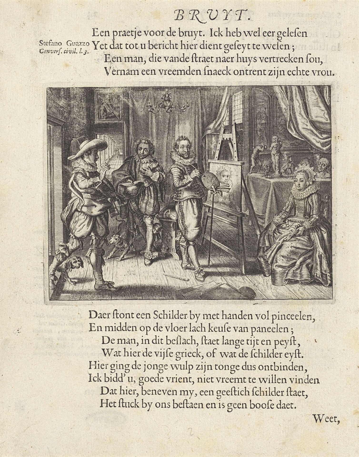 Schilder en vrouwelijk model in atelier by Anonymous