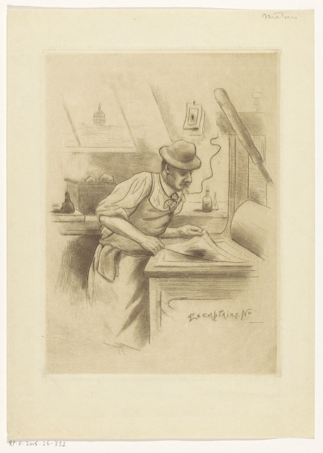 Drukker in zijn atelier by Henri Boutet