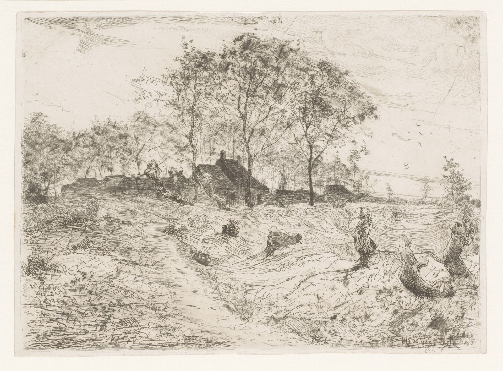 Landschap met boerderijen by Theodoor Verstraete