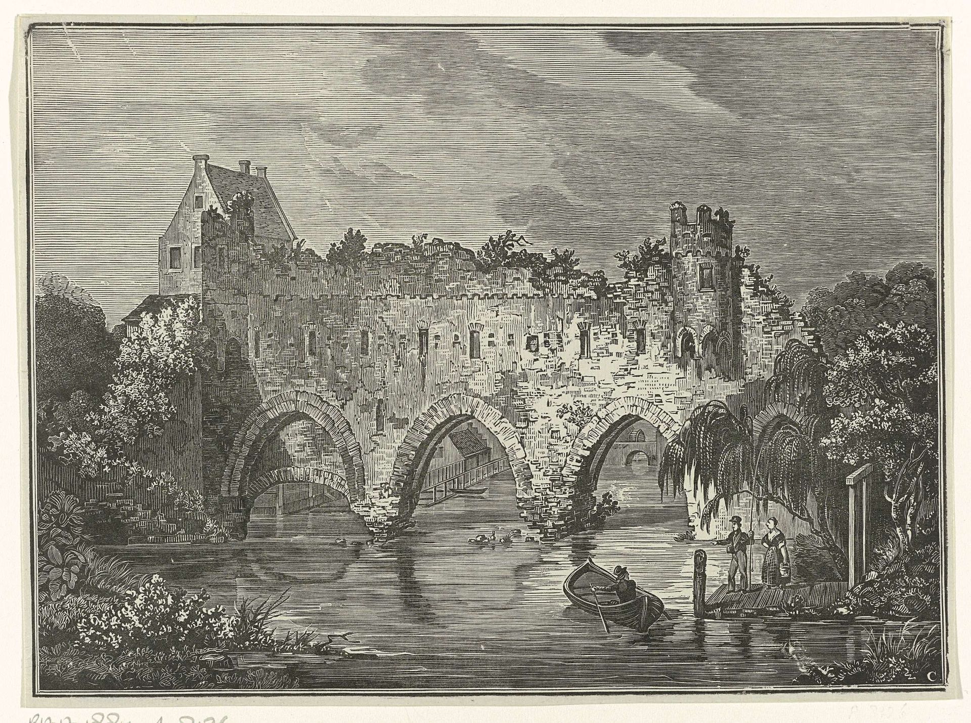 Bouwval van de walmuur over de rivier de Berdeel te Zutphen by Alexander Cranendoncq