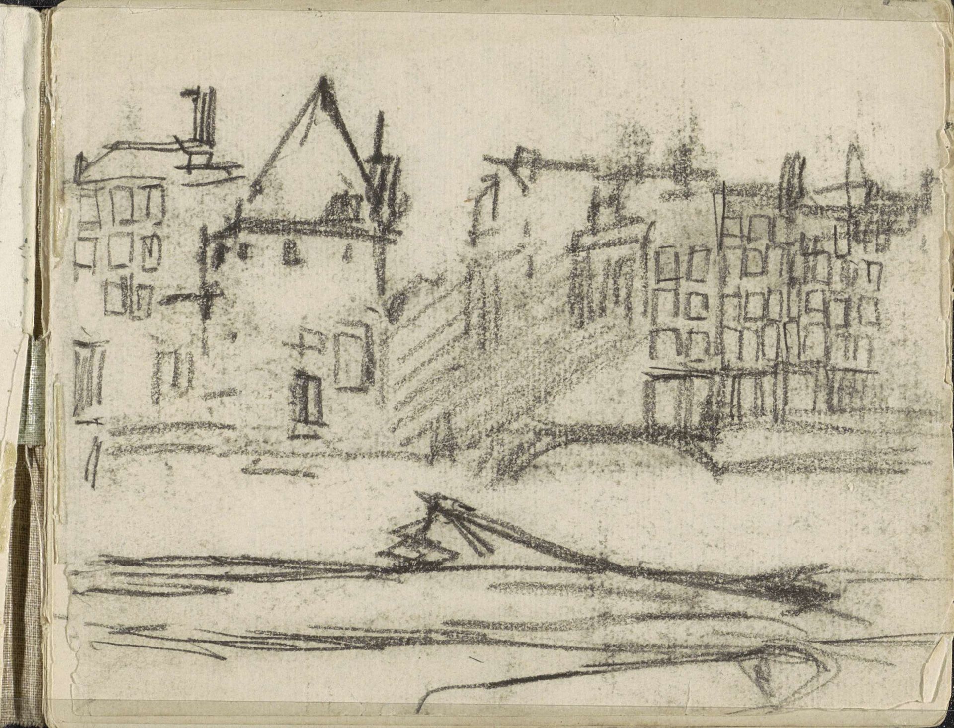 Gezicht op de Prins Hendrikkade te Amsterdam met de Schreierstoren by George Hendrik Breitner