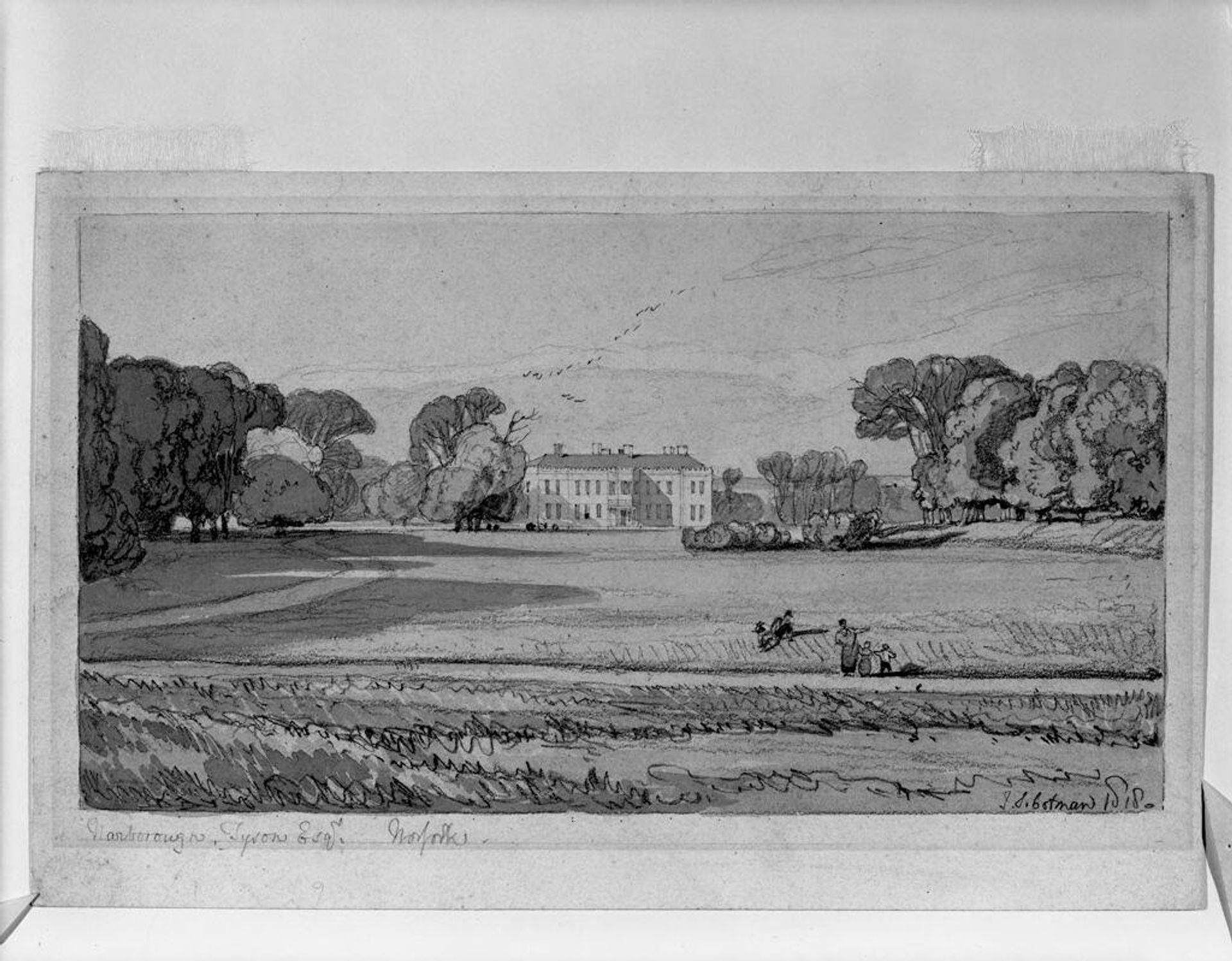 Narborough (Hall?), Norfolk by Attributed to John Sell Cotman