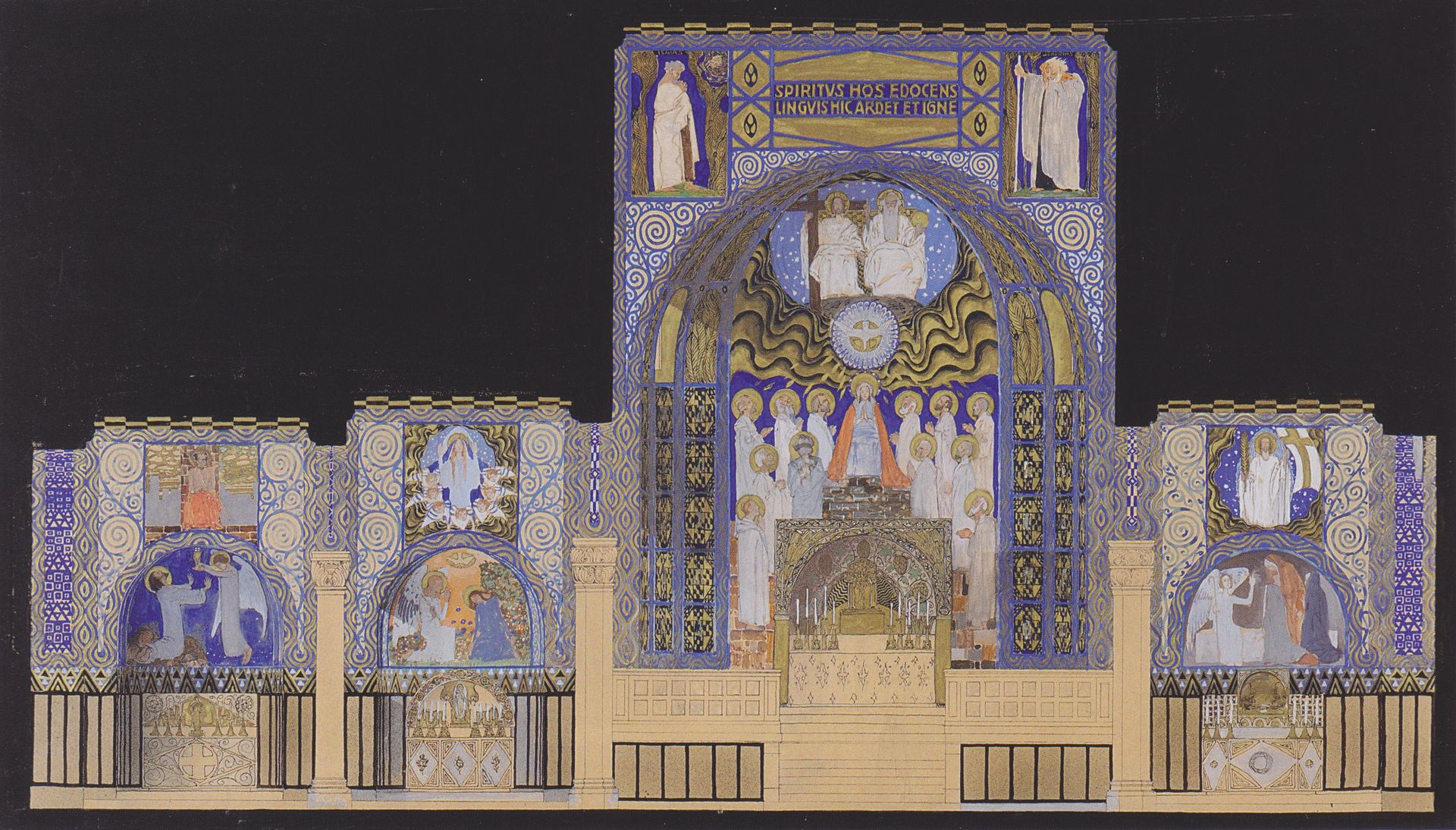 Holy Spirit Church in Düsseldorf, design for the choir wall by Koloman Moser