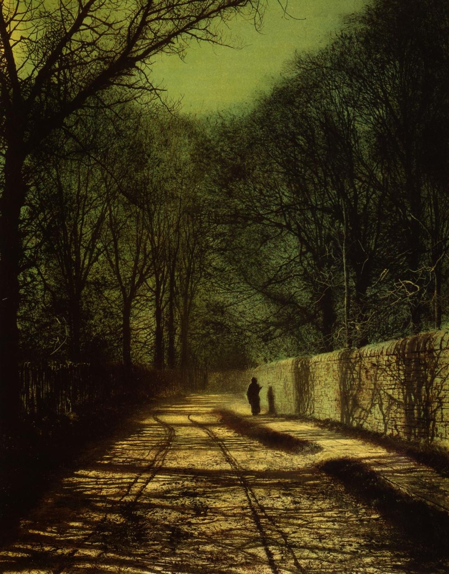 Tree Shadows on the Park Wall, Roundhay Park, Leeds by John Atkinson Grimshaw
