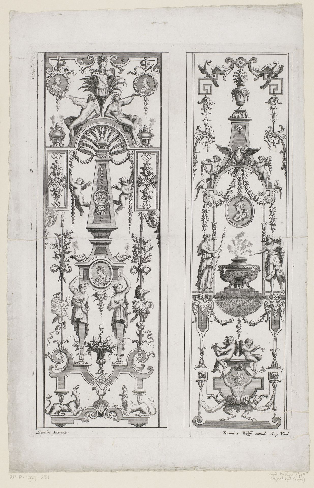 Composities met obelisk en rookvat by Anonymous